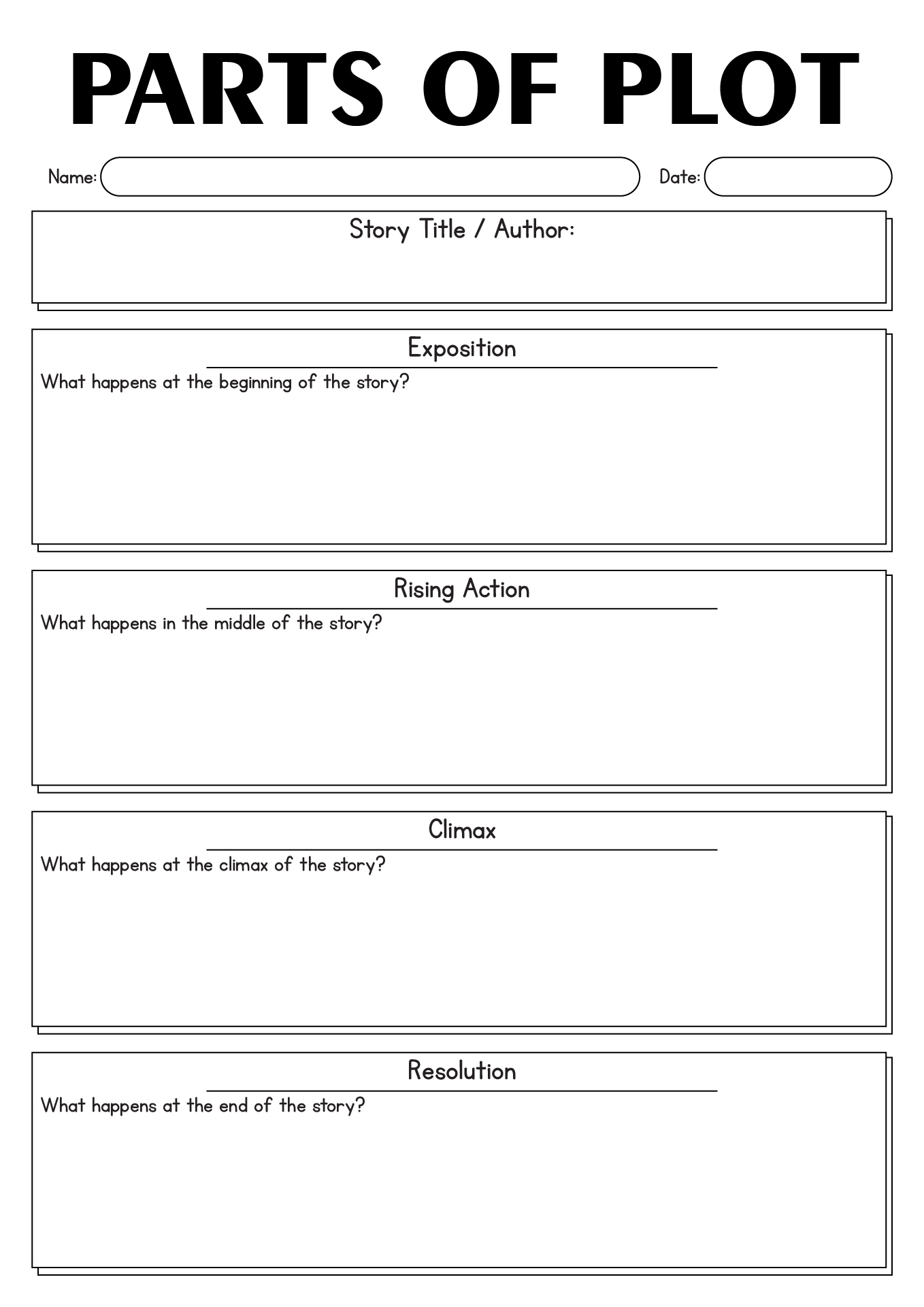 8th Grade Literature Plot Development Worksheets