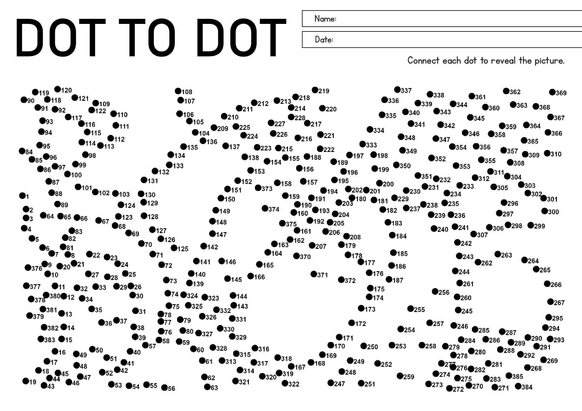 Advanced Number Dot To Dot Puzzles