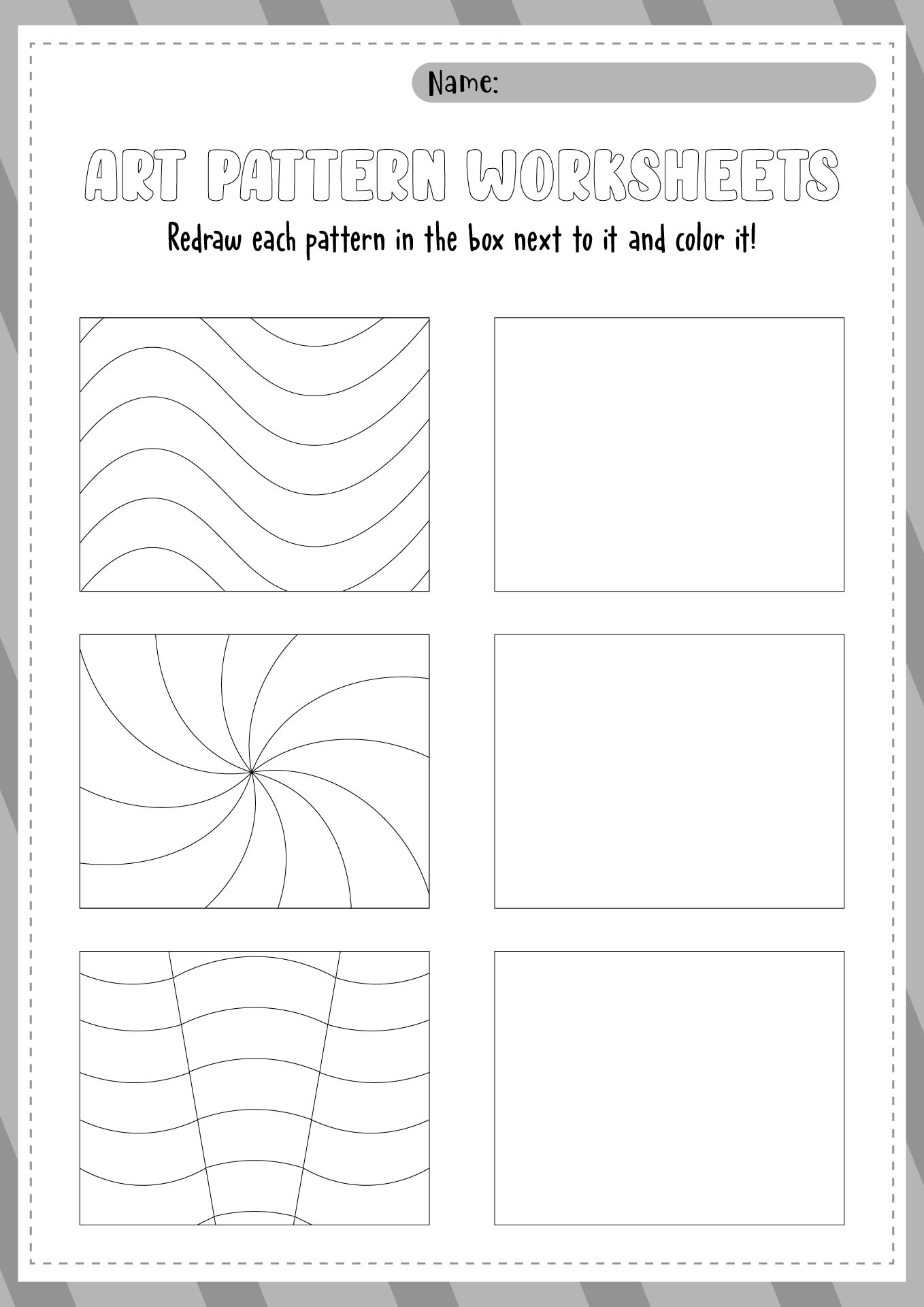 Art Pattern Worksheets for Beginners