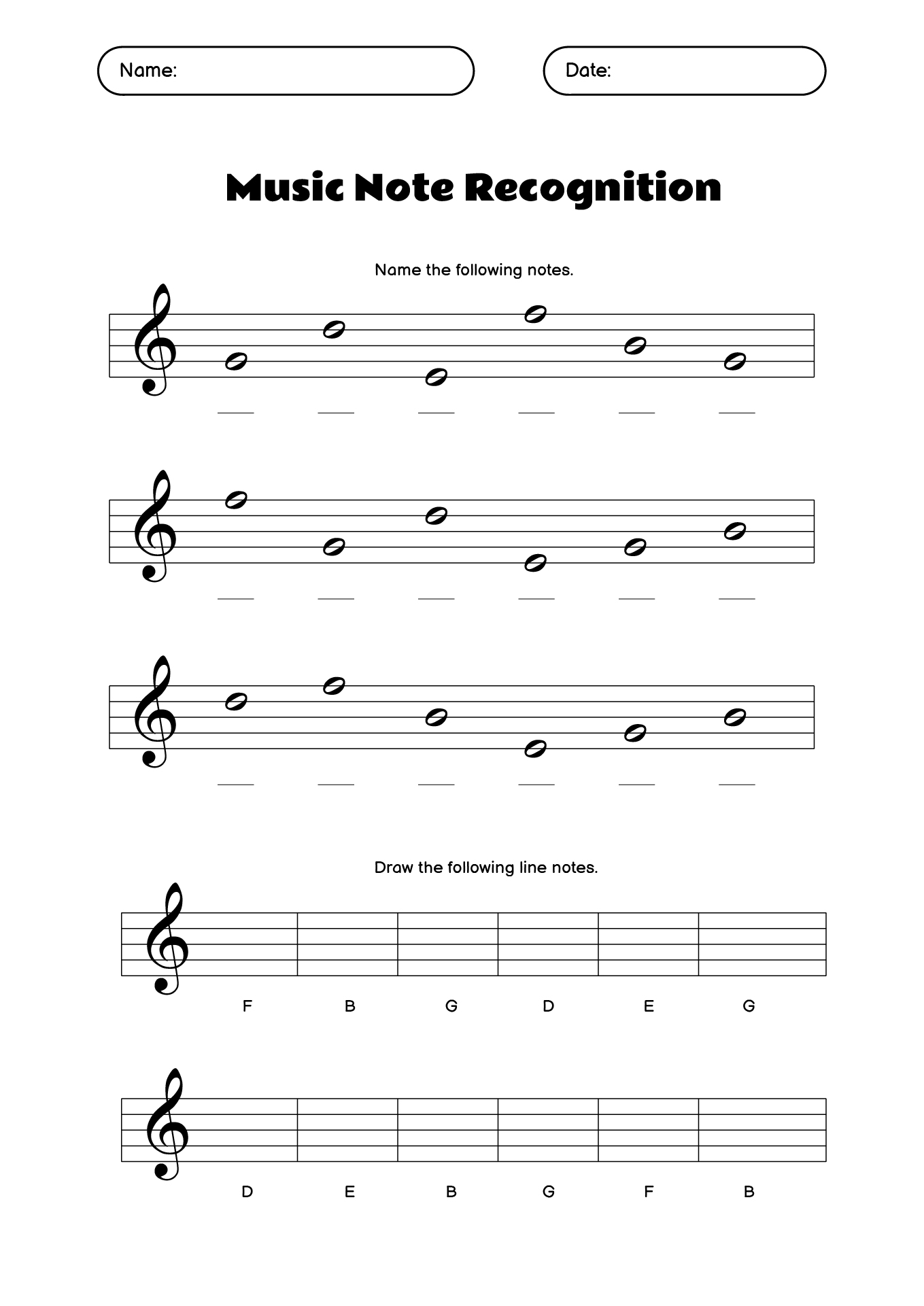 Basic Music Note Recognition Activities