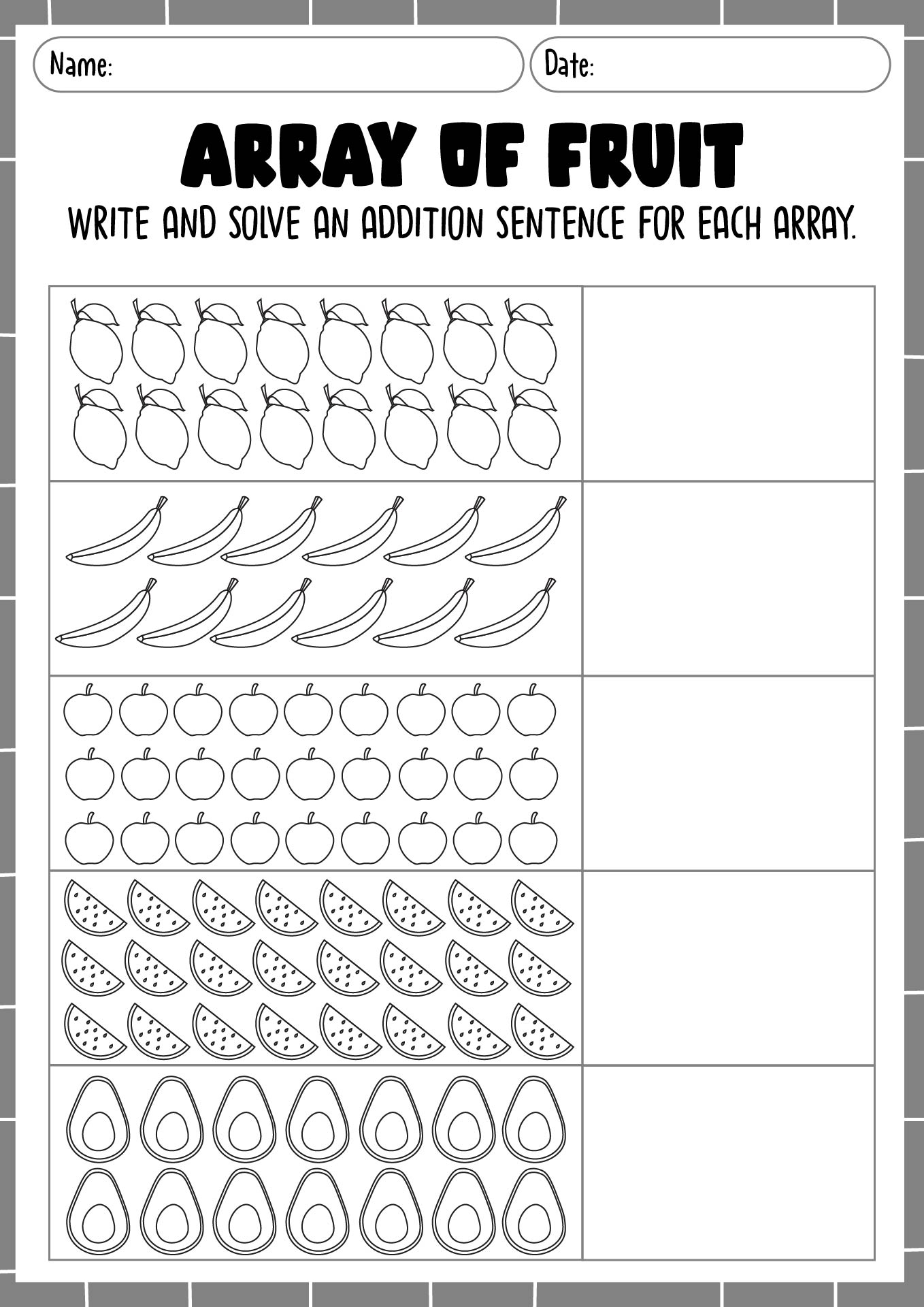 Basic Repeated Addition Arrays Activities Second Graders