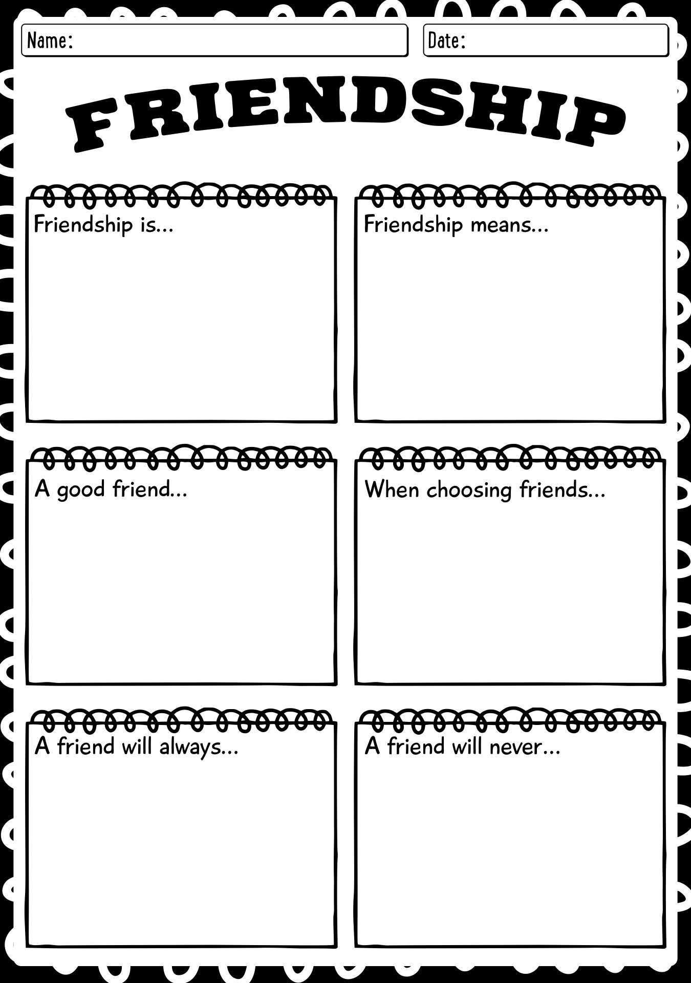 Building Lasting Friendships Activity Sheet