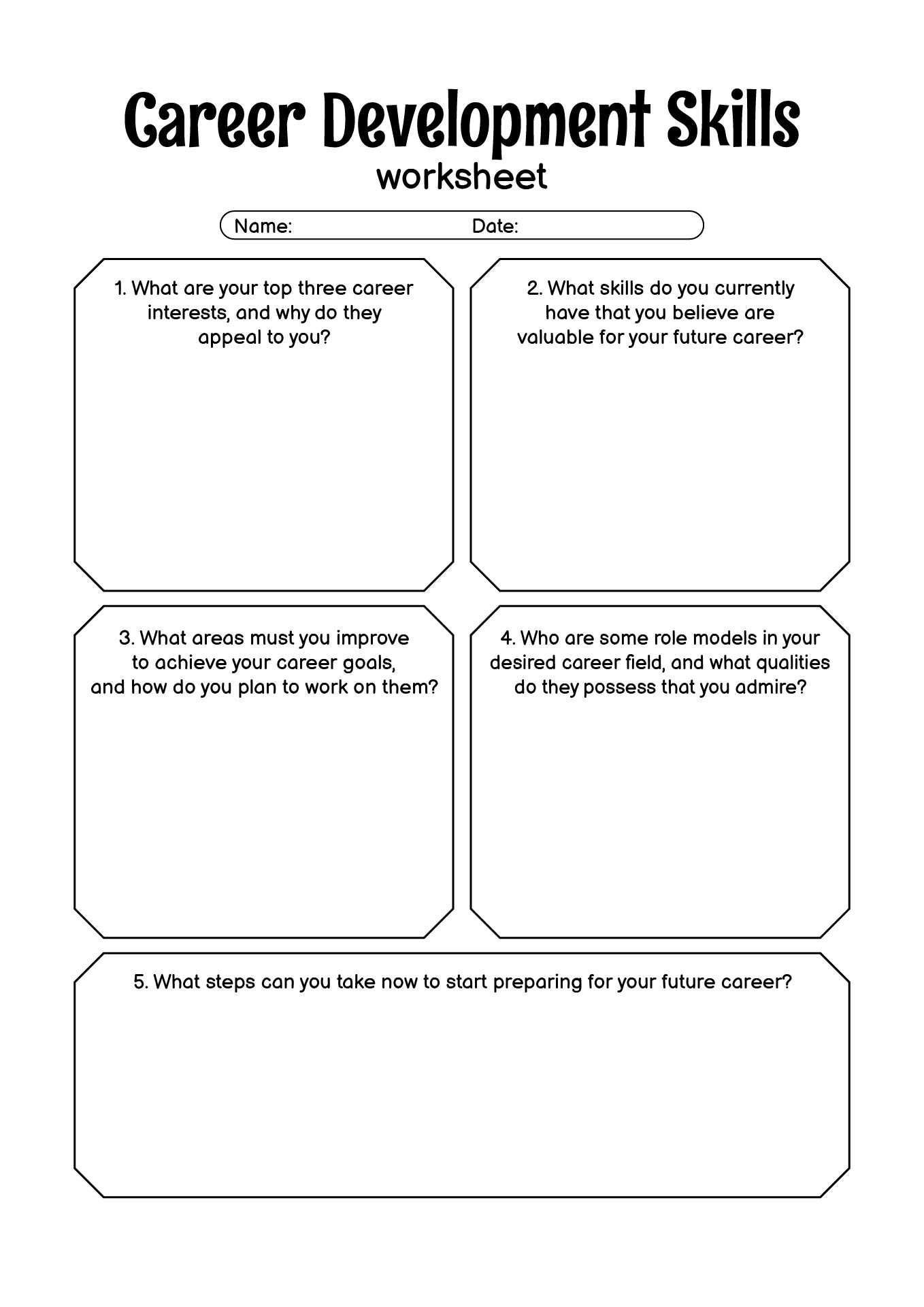 Career Development Skills Worksheets