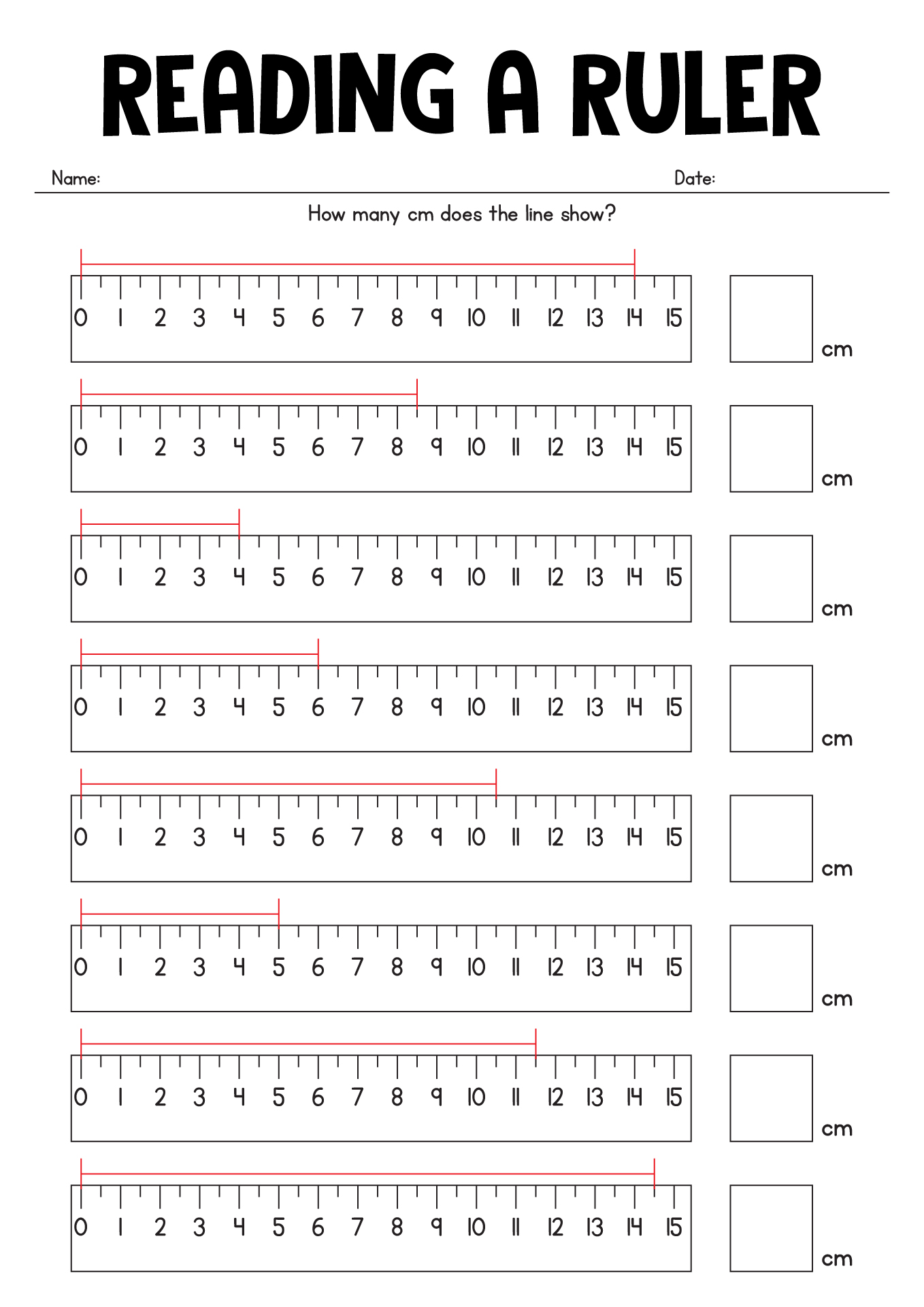 Centimeter Ruler Printable Worksheets