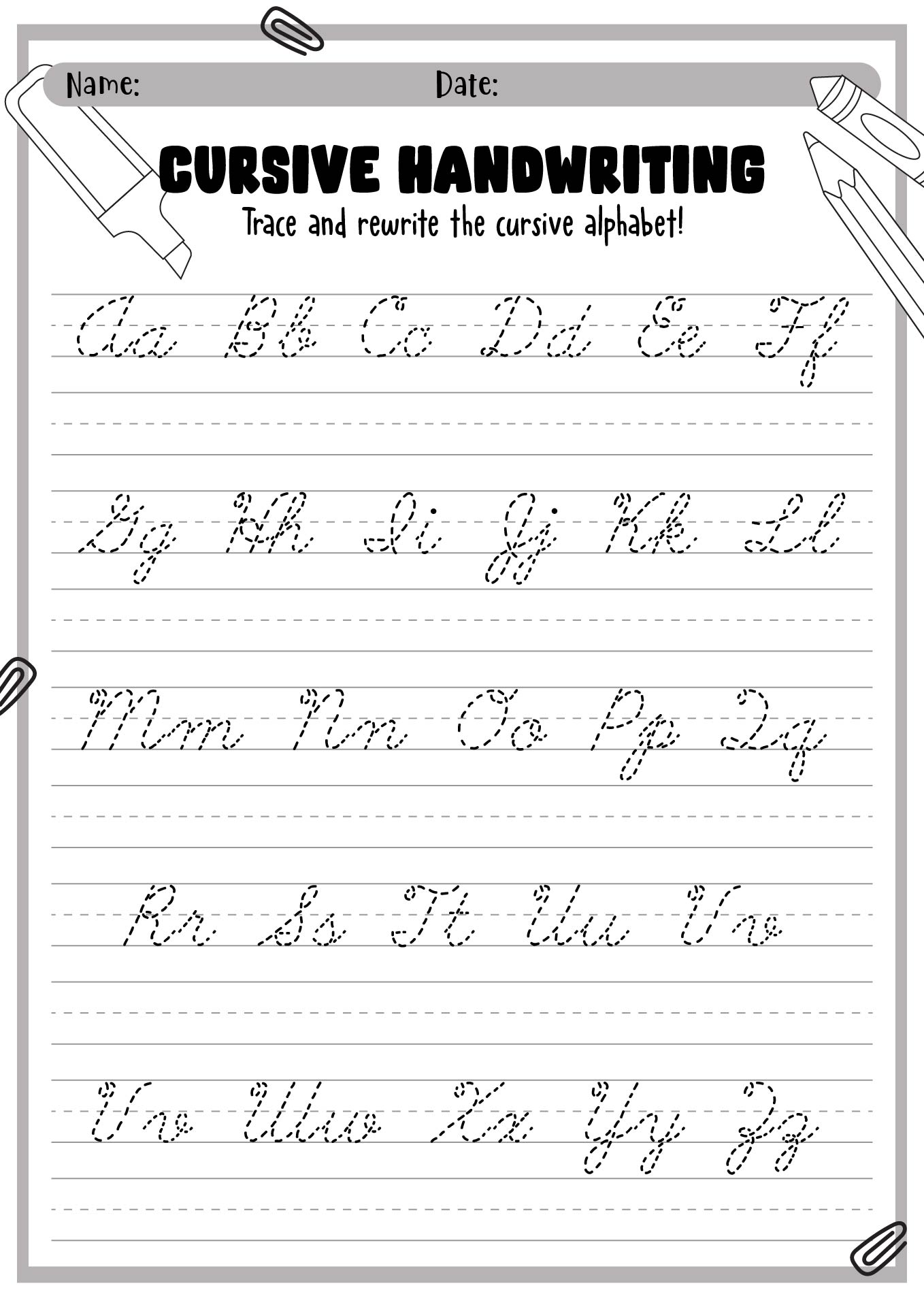 Children’s Cursive Script Learning Pages