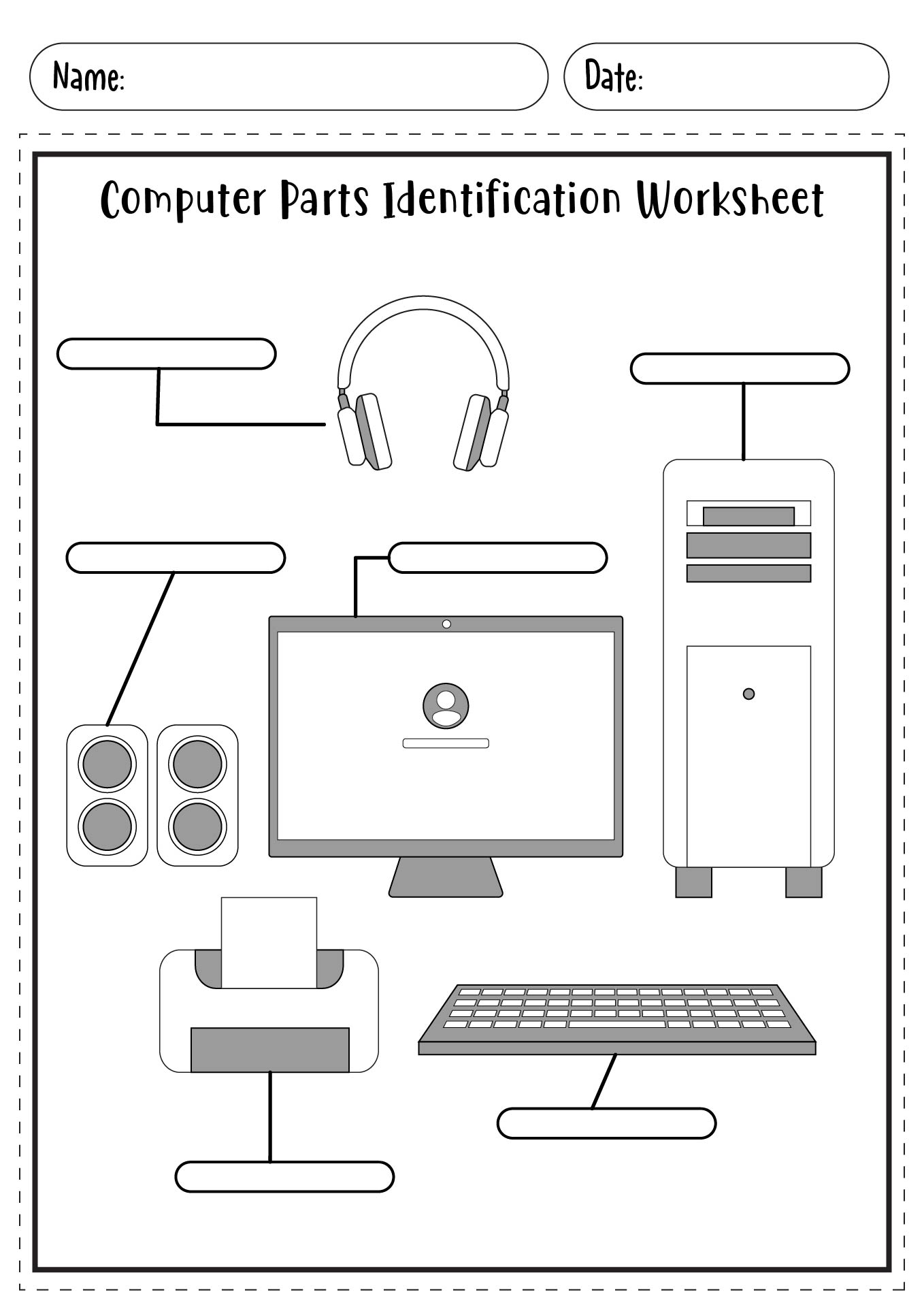 Computer Hardware Fun Worksheet for Kids