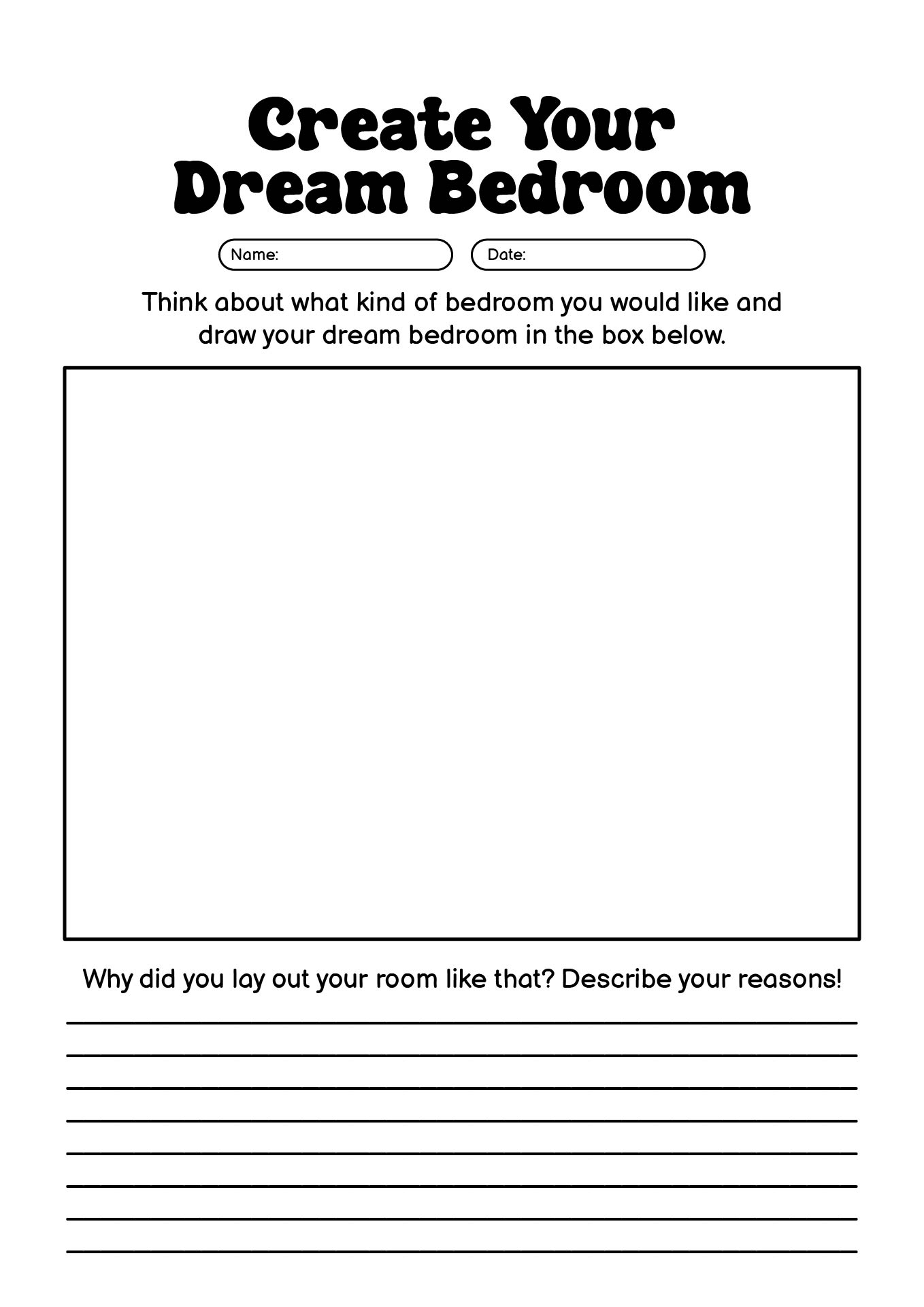 Create Your Dream Bedroom Worksheet for Kids