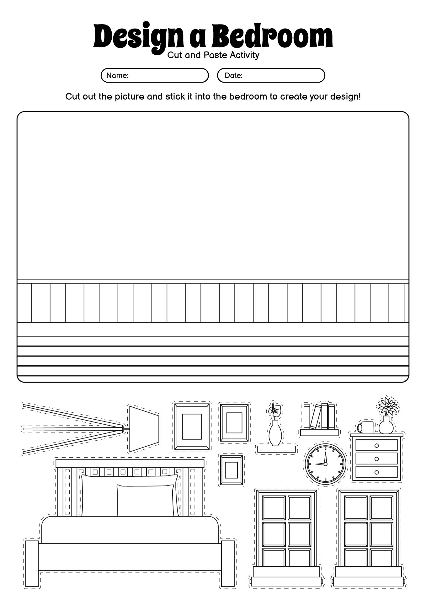 Design a Bedroom Cut and Paste Activity