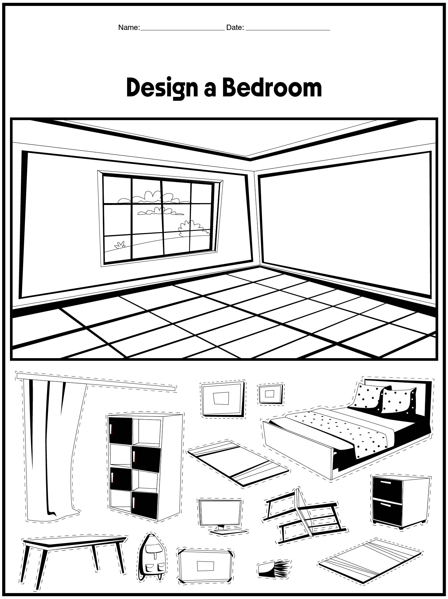 Design a Bedroom Cut and Stick Activity