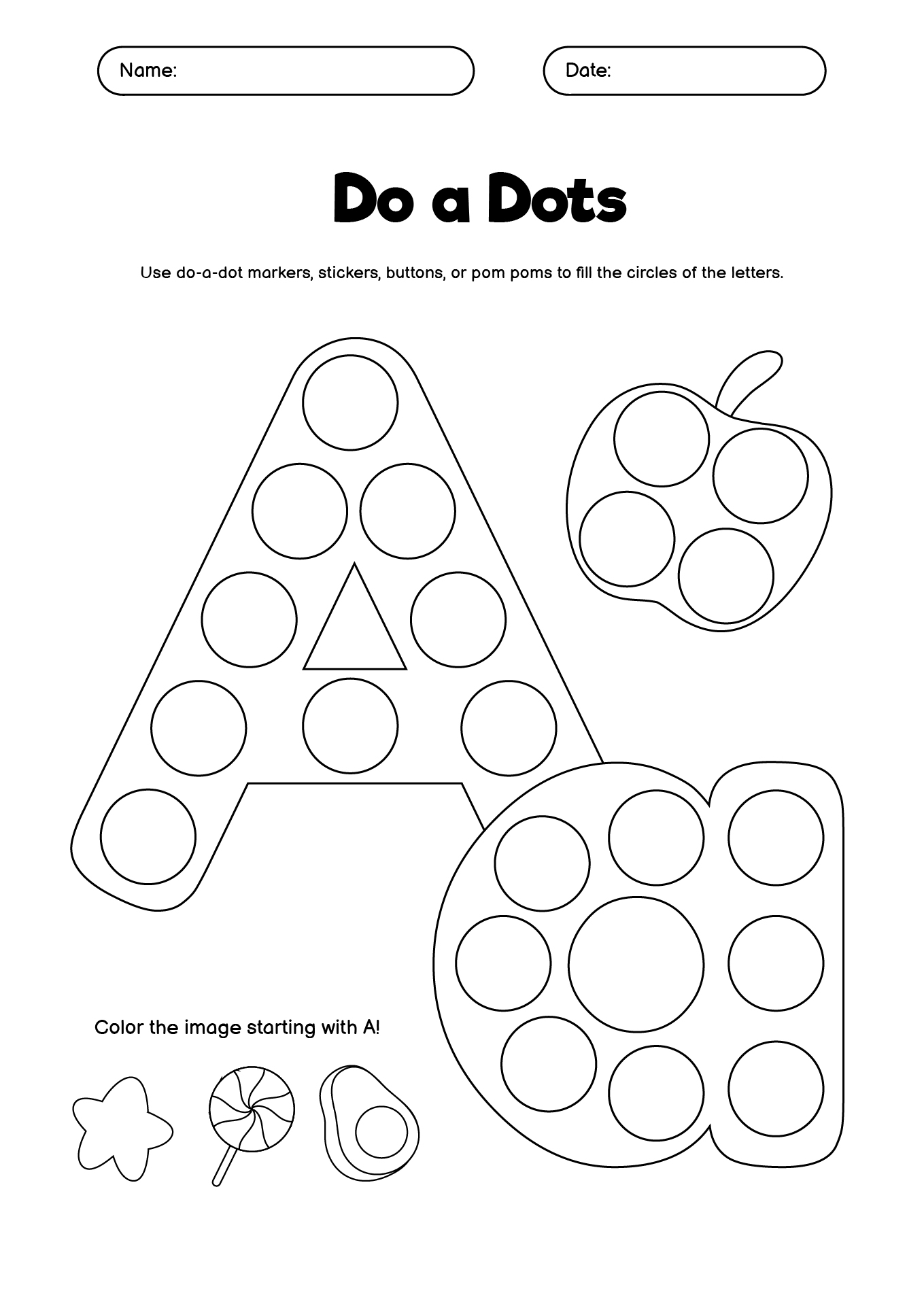 Dots Alphabet Practice Sheets