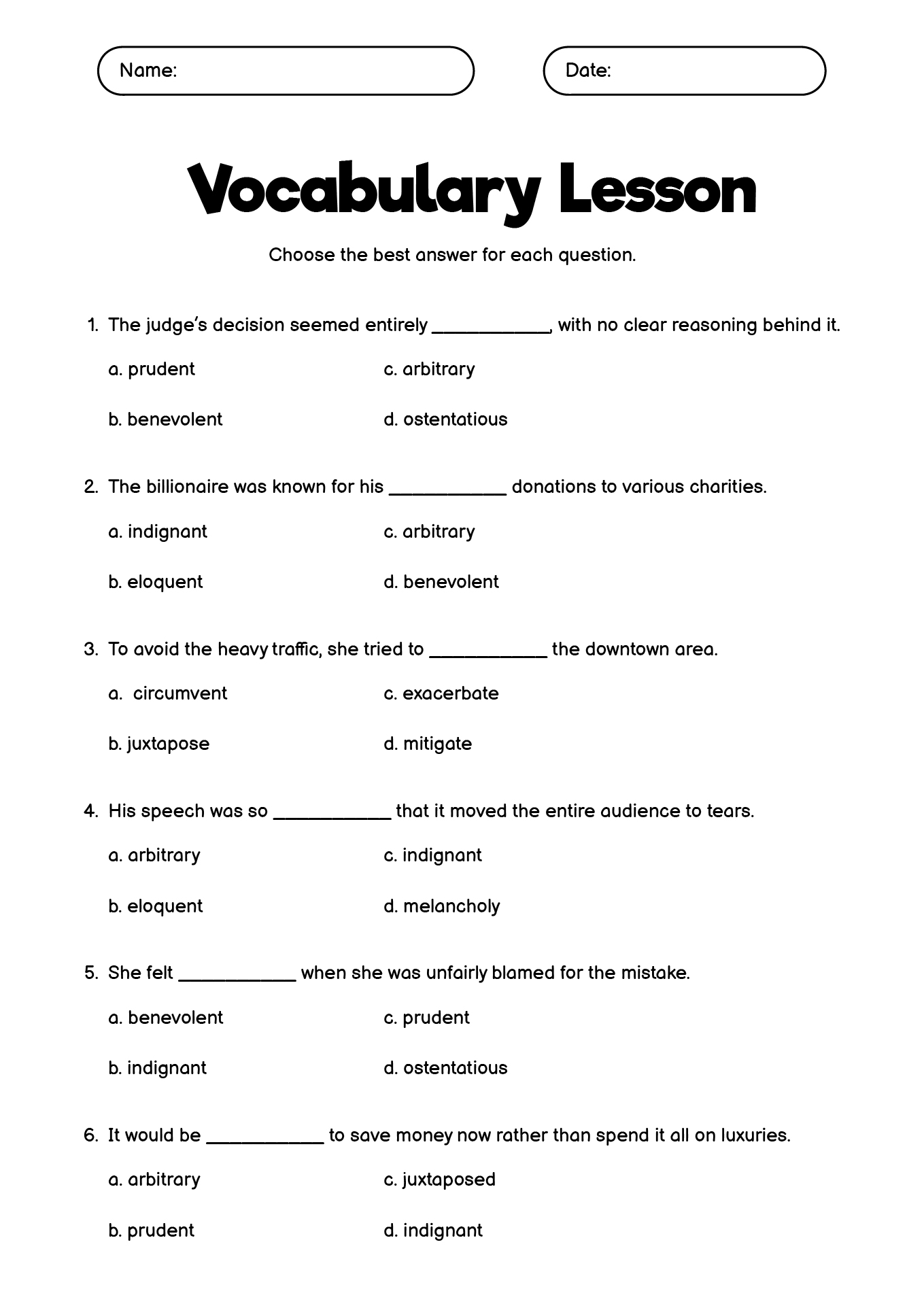 English Vocabulary Exercises for 9th Graders