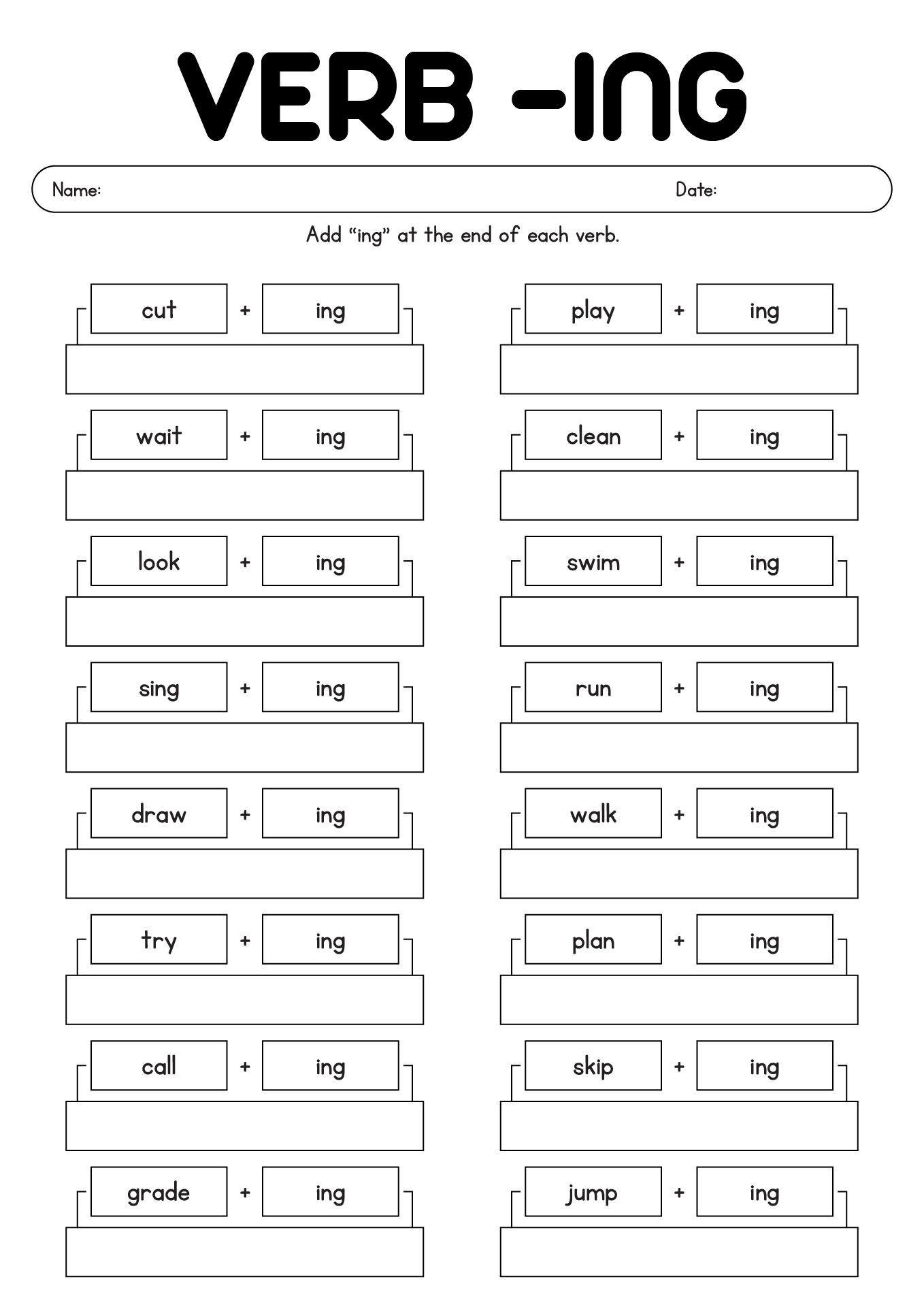 Fun ING Verb Worksheets For Kids