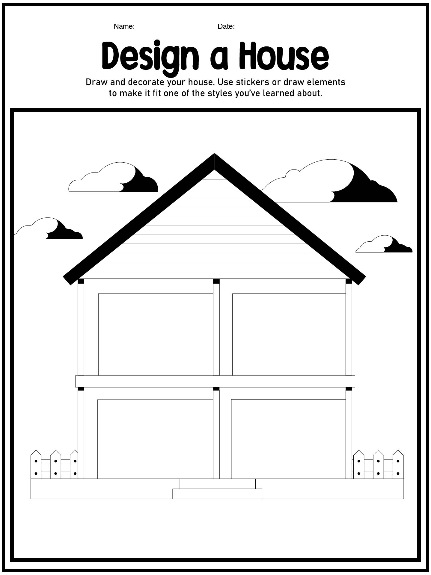 Home Decor Style Worksheets for Kids