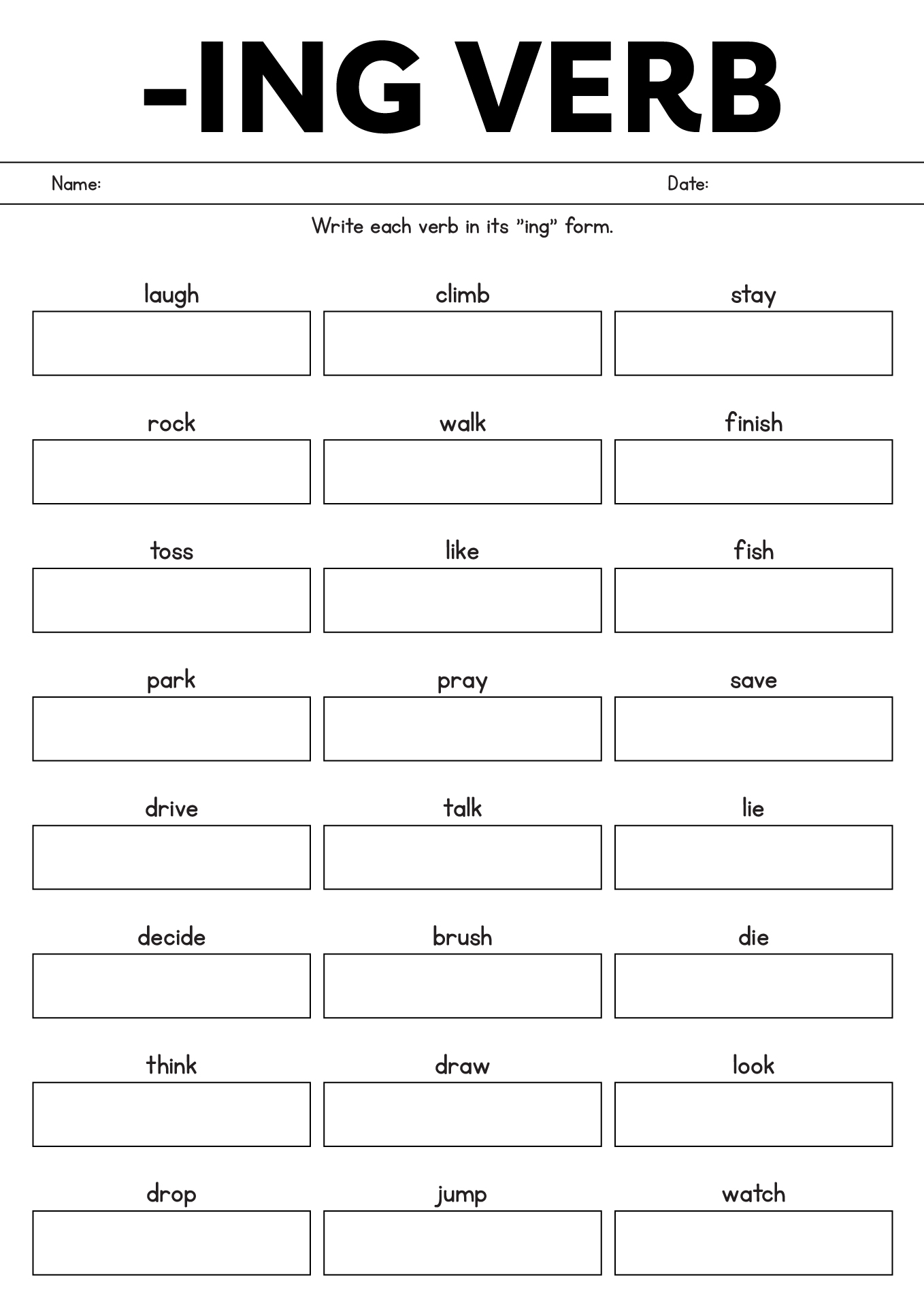 ING Form Verb Exercises For Beginners