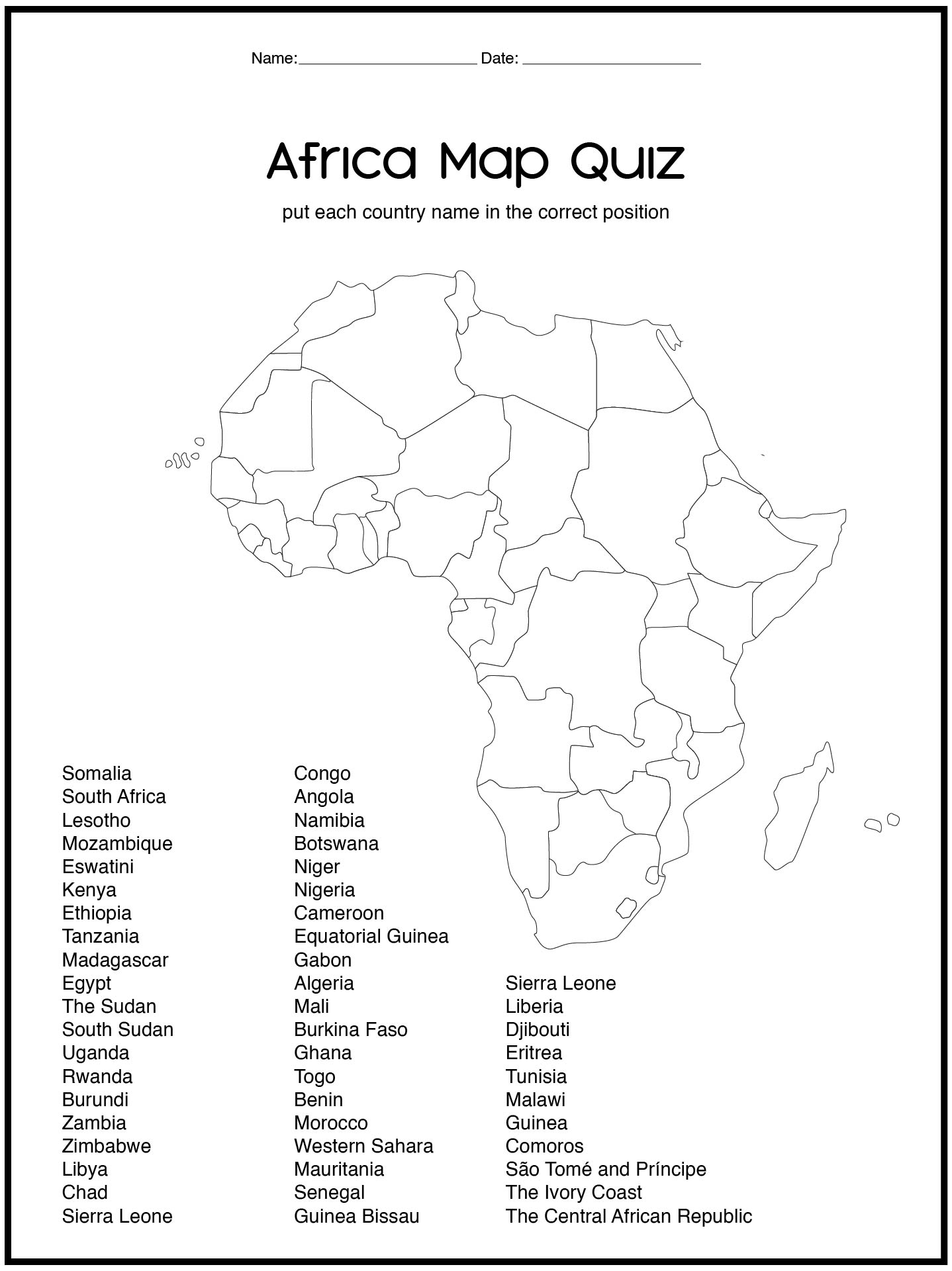 Interactive Africa Map Geography Activity