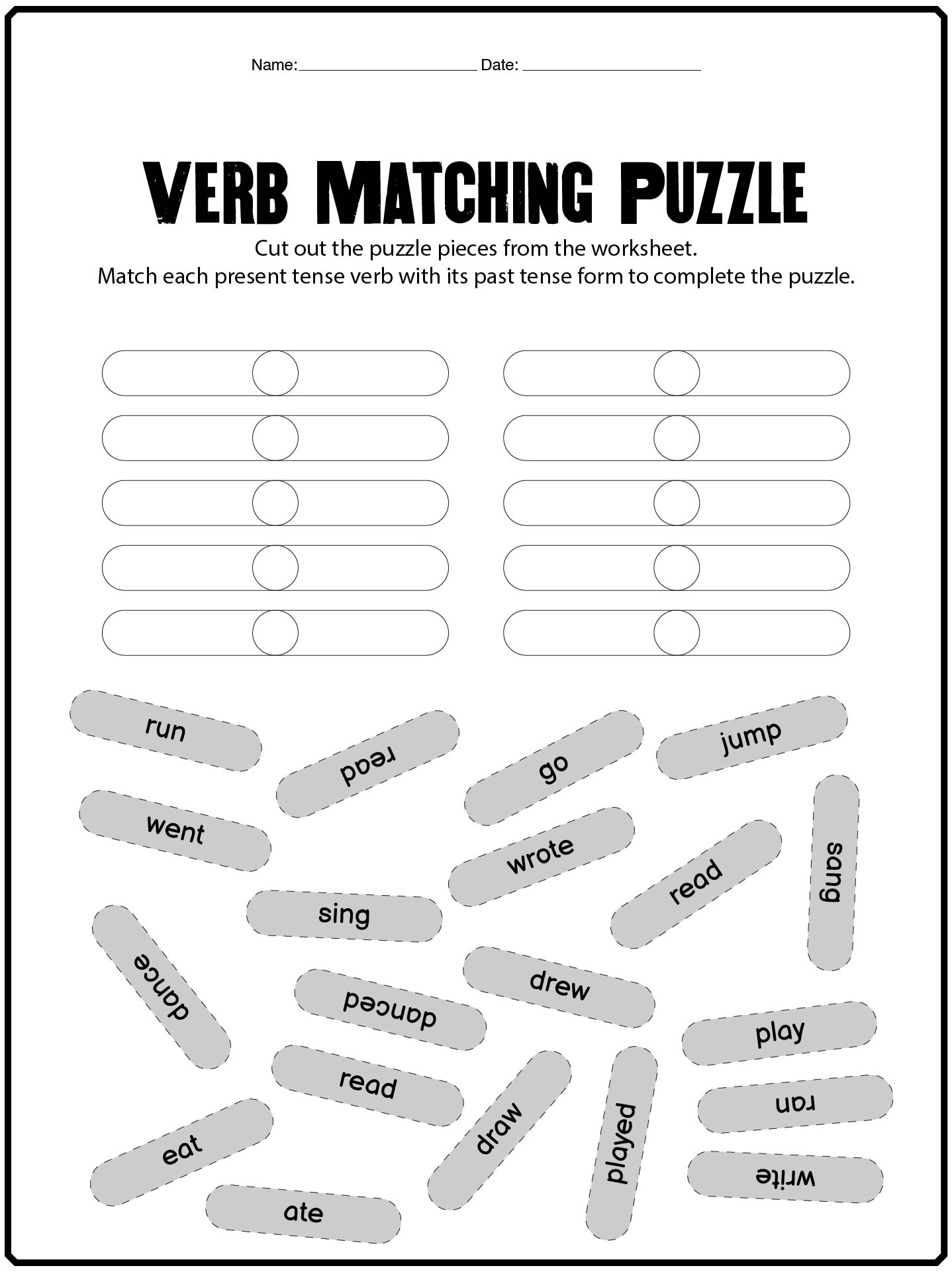 Interactive Cutting Sheets for Learning Past Tense in 2nd Grade