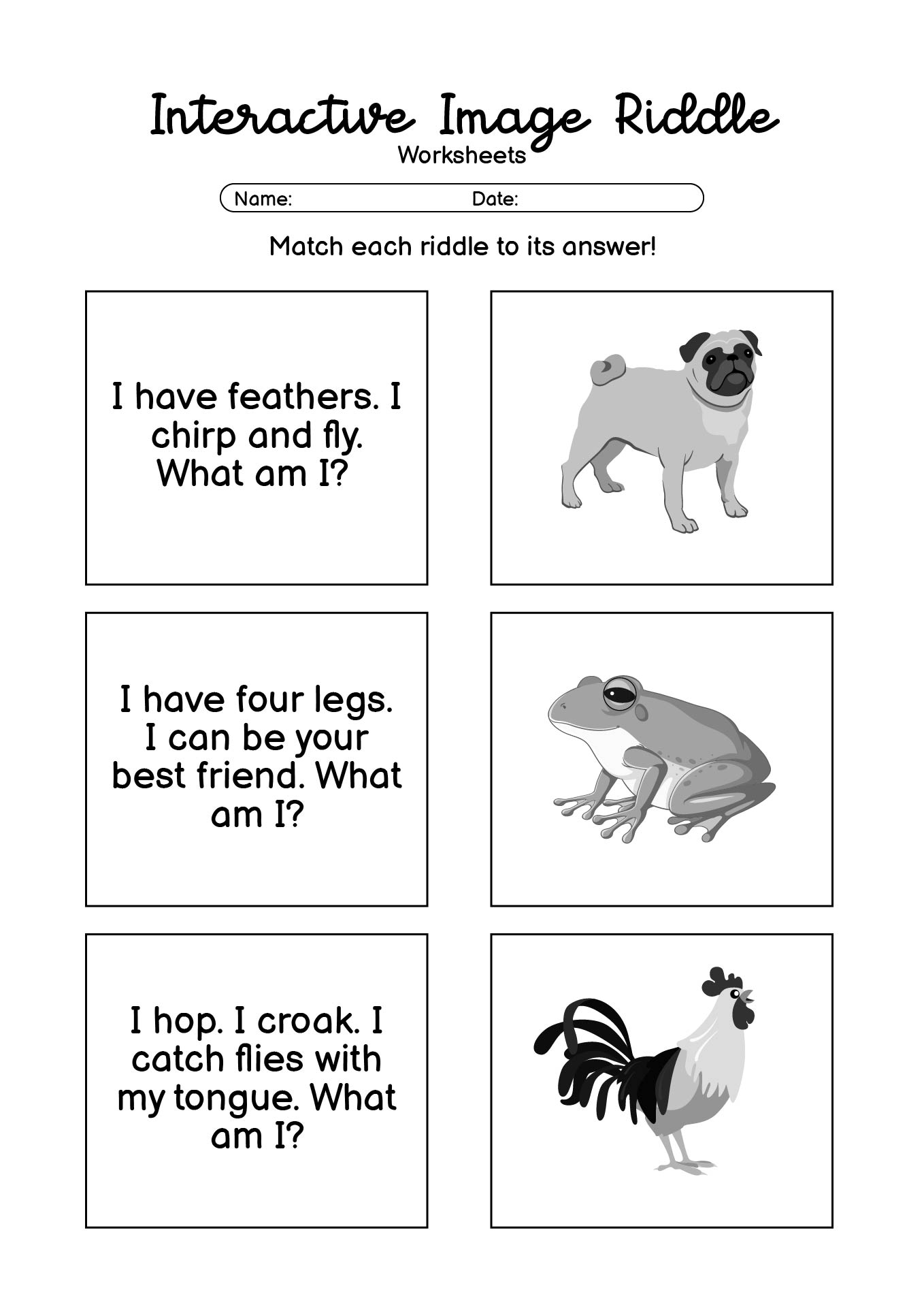 Interactive Image Riddle Sheets for Students