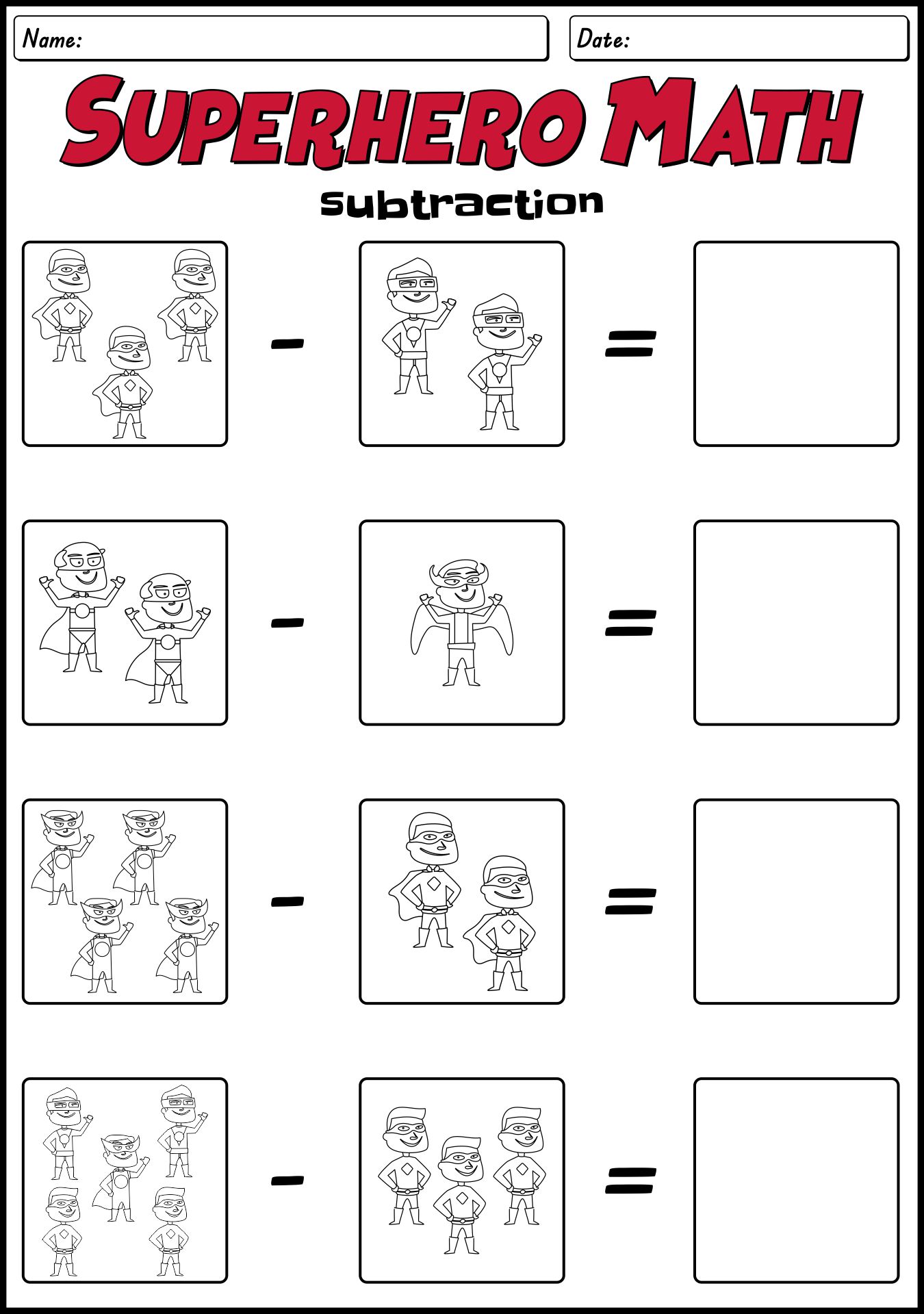 Interactive Superhero Math Quiz Sheets