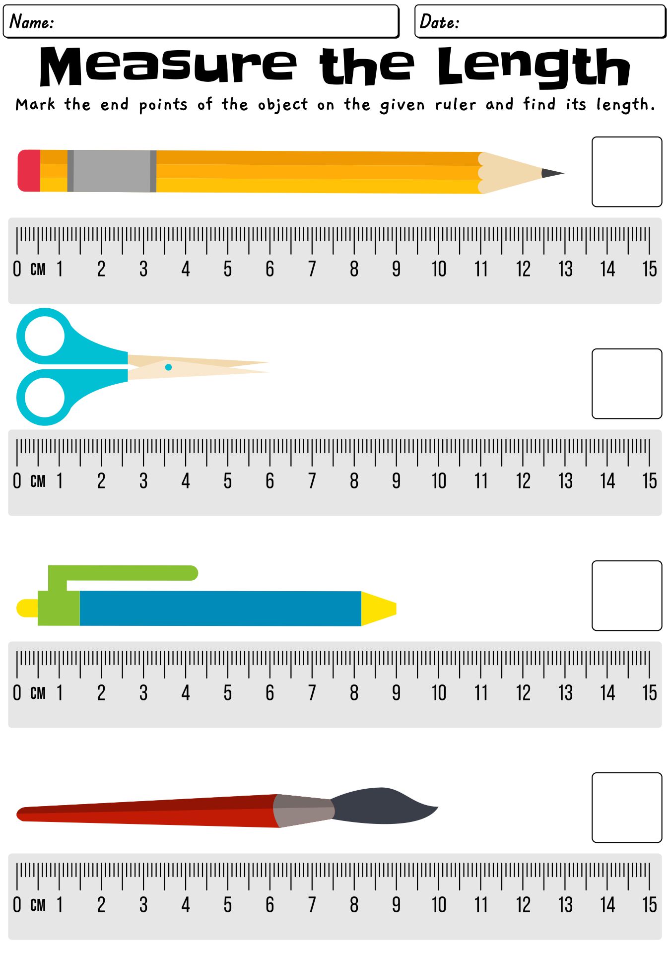 Measuring Objects With Rulers Worksheet