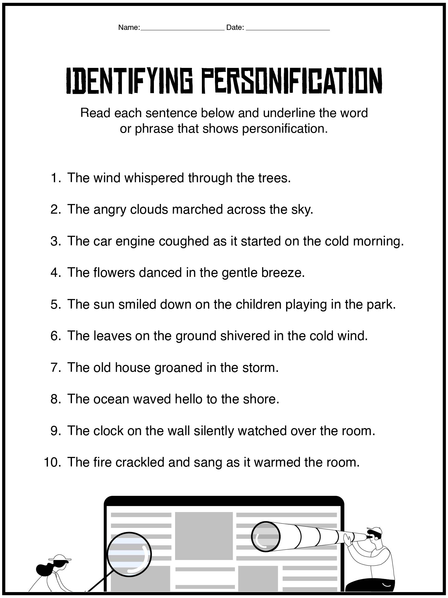 Personification Practice Worksheets Printables