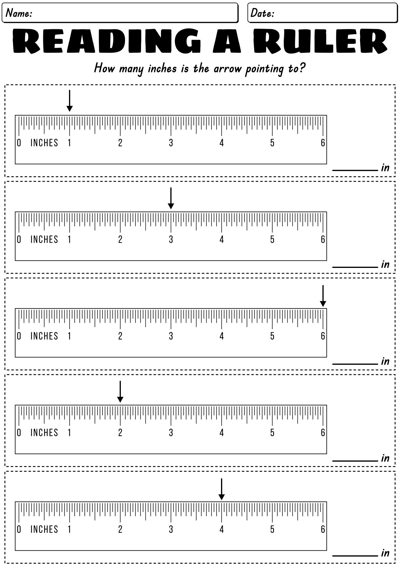 Printable Ruler Exercises For Elementary Students