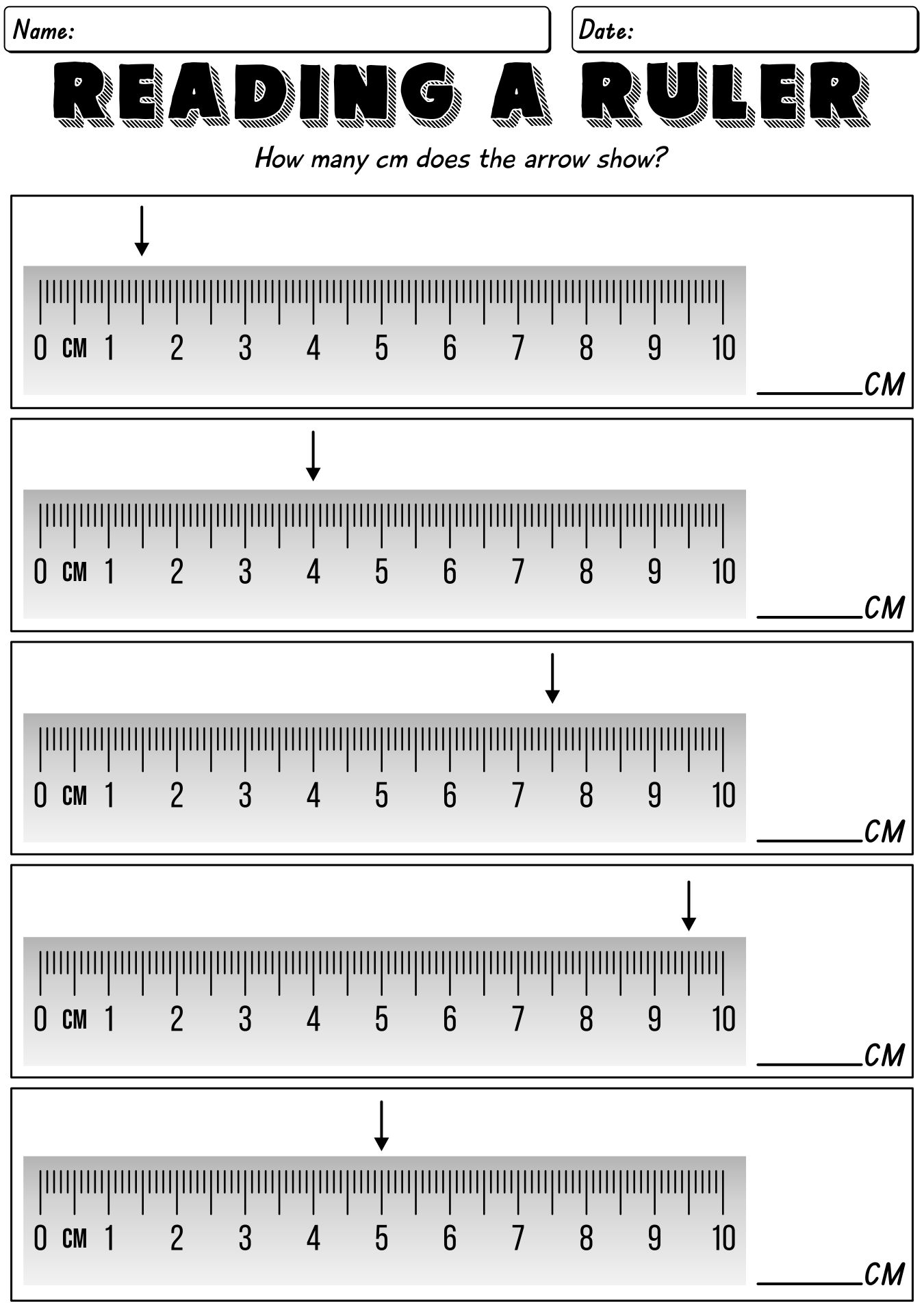 Printable Ruler Measurement Games For Students