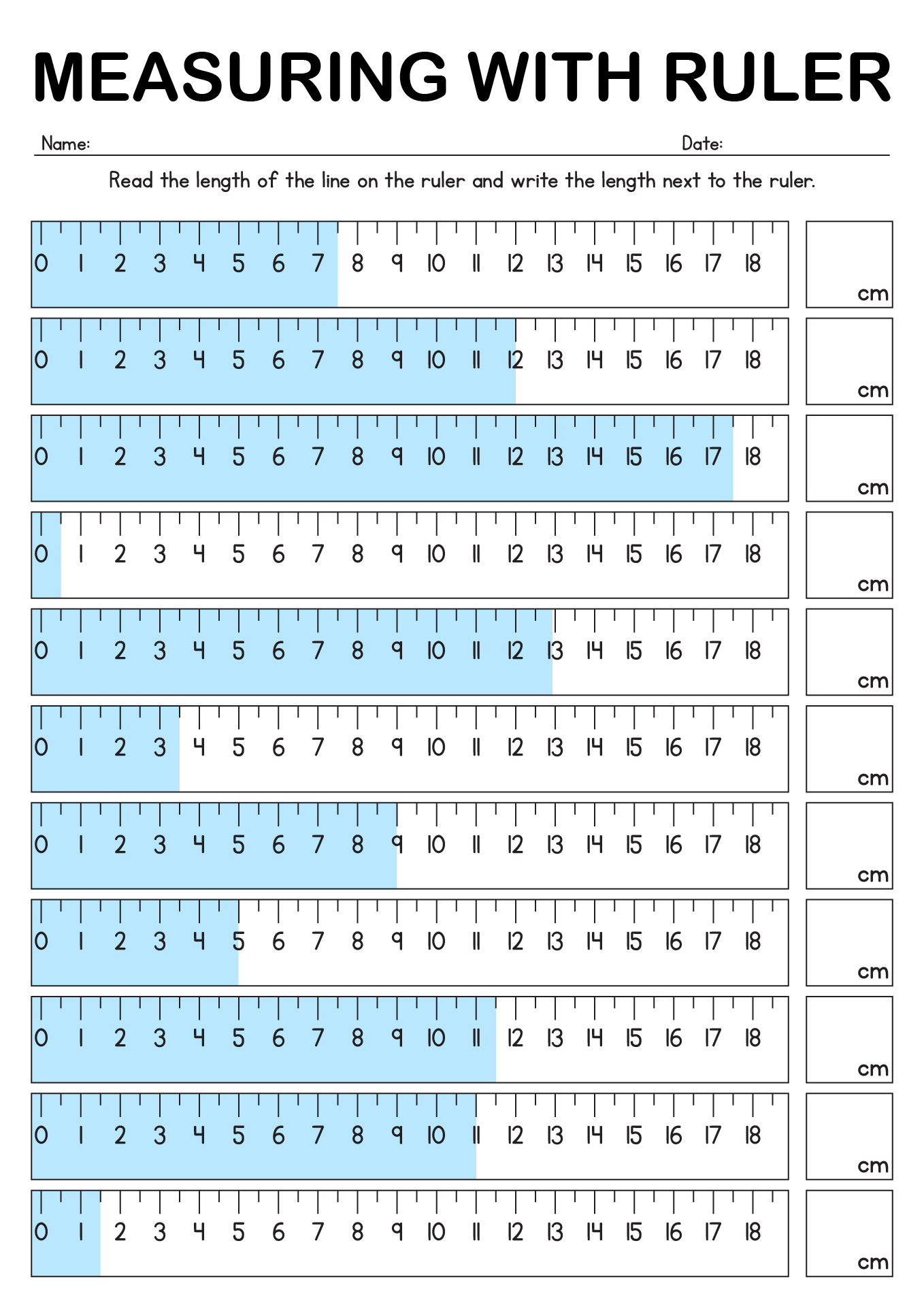 Printable Ruler Measurement Worksheets