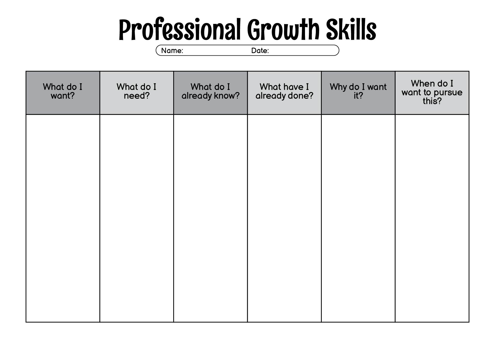 Professional Growth Skills Handouts