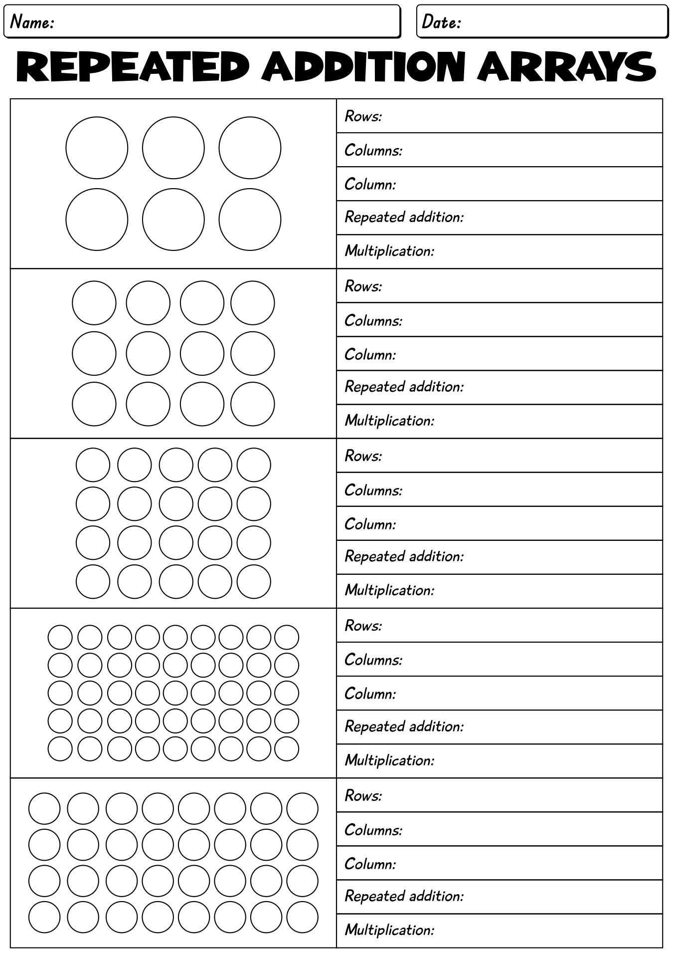 Repeated Addition Arrays Activities for Grade 2 Math