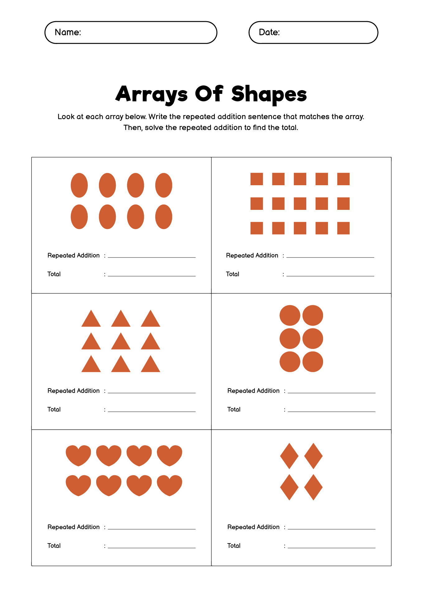 Repeated Addition Arrays Activities for Second Grade