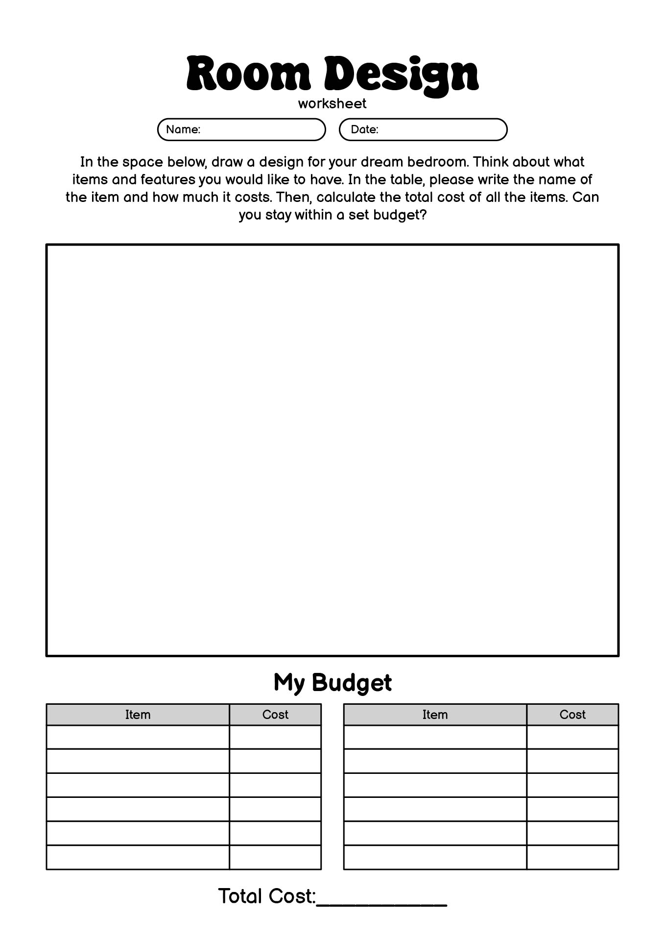 Room Design Activity Worksheet