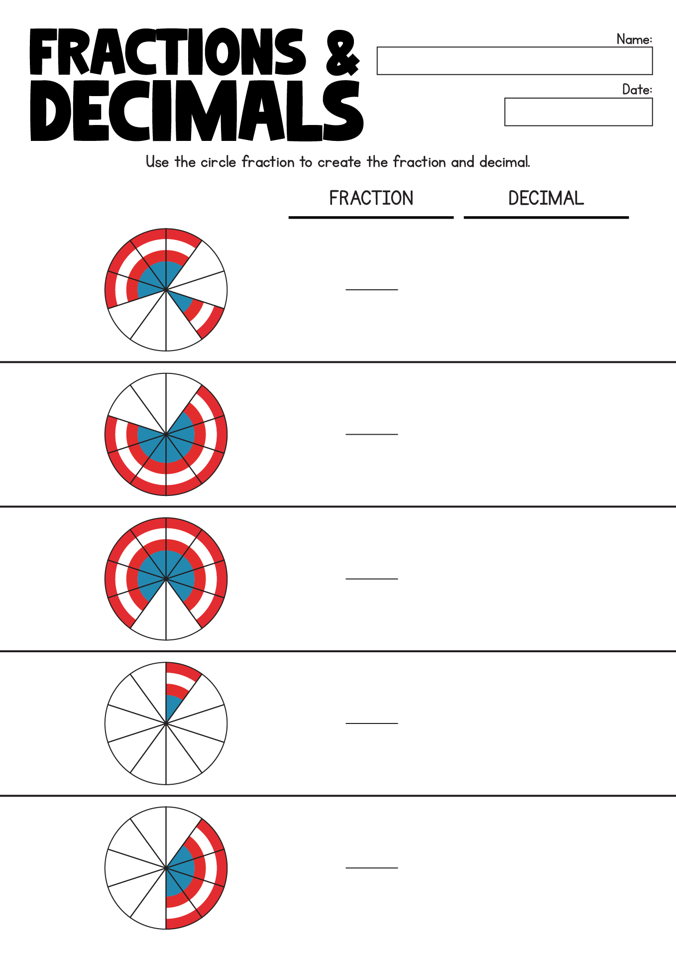 Superhero Fractions And Decimals Worksheets