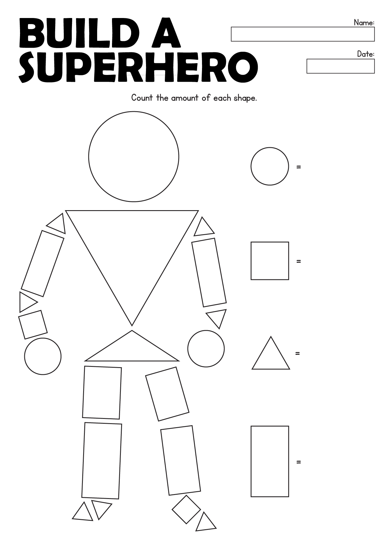 Superhero Geometry Task Sheets