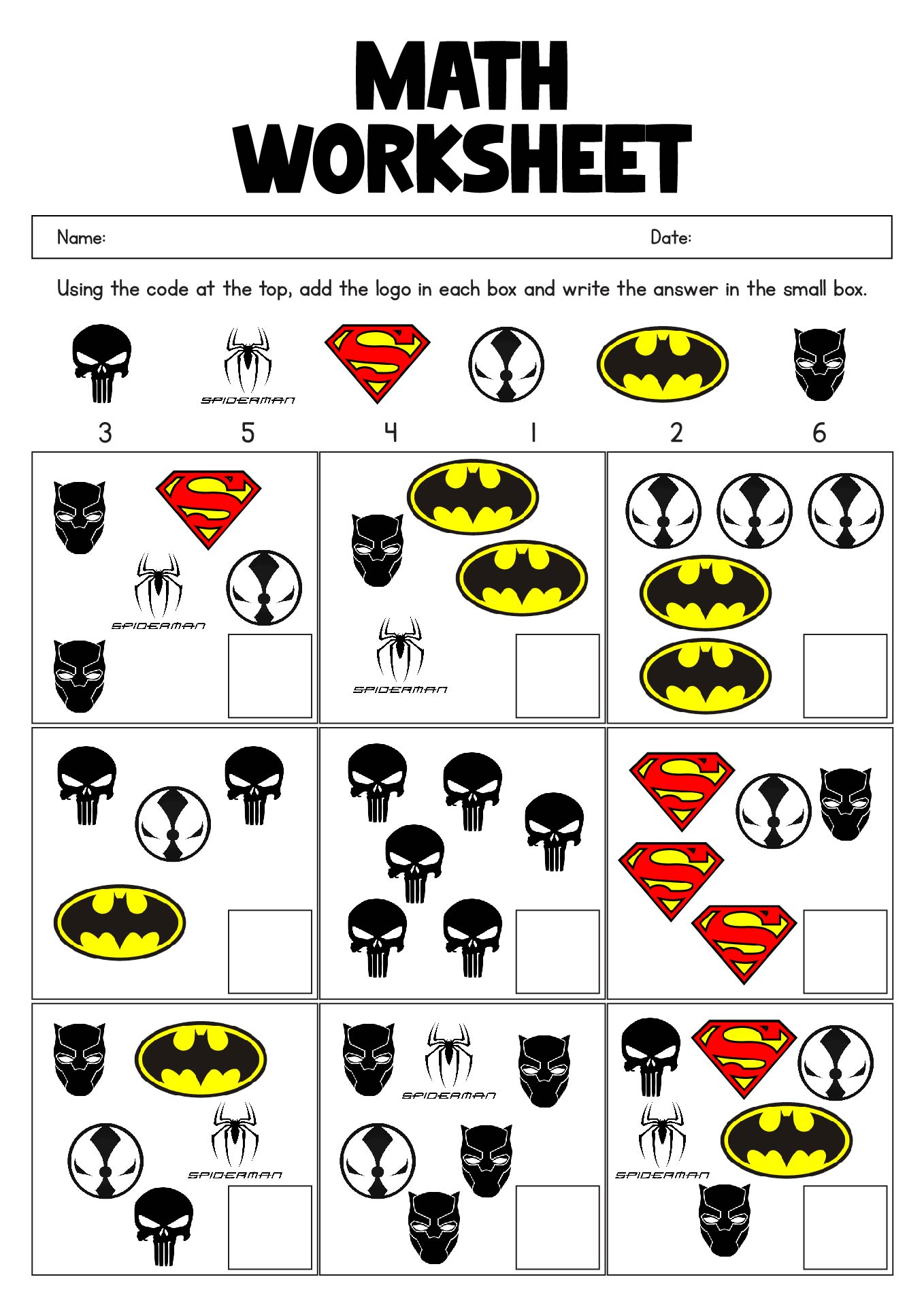 Superhero Math Challenge For Kids