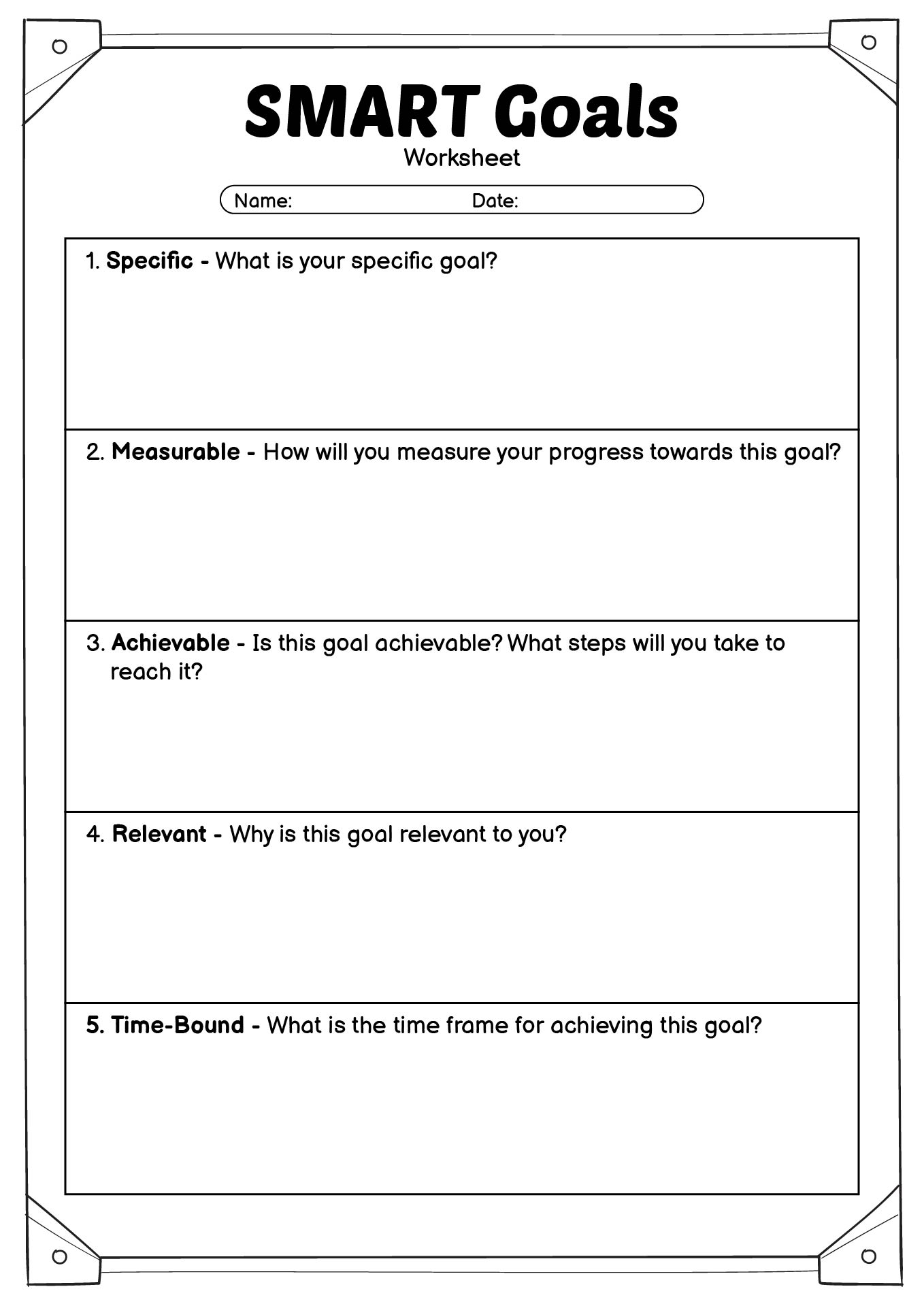 Writing SMART Goals Worksheet for Students