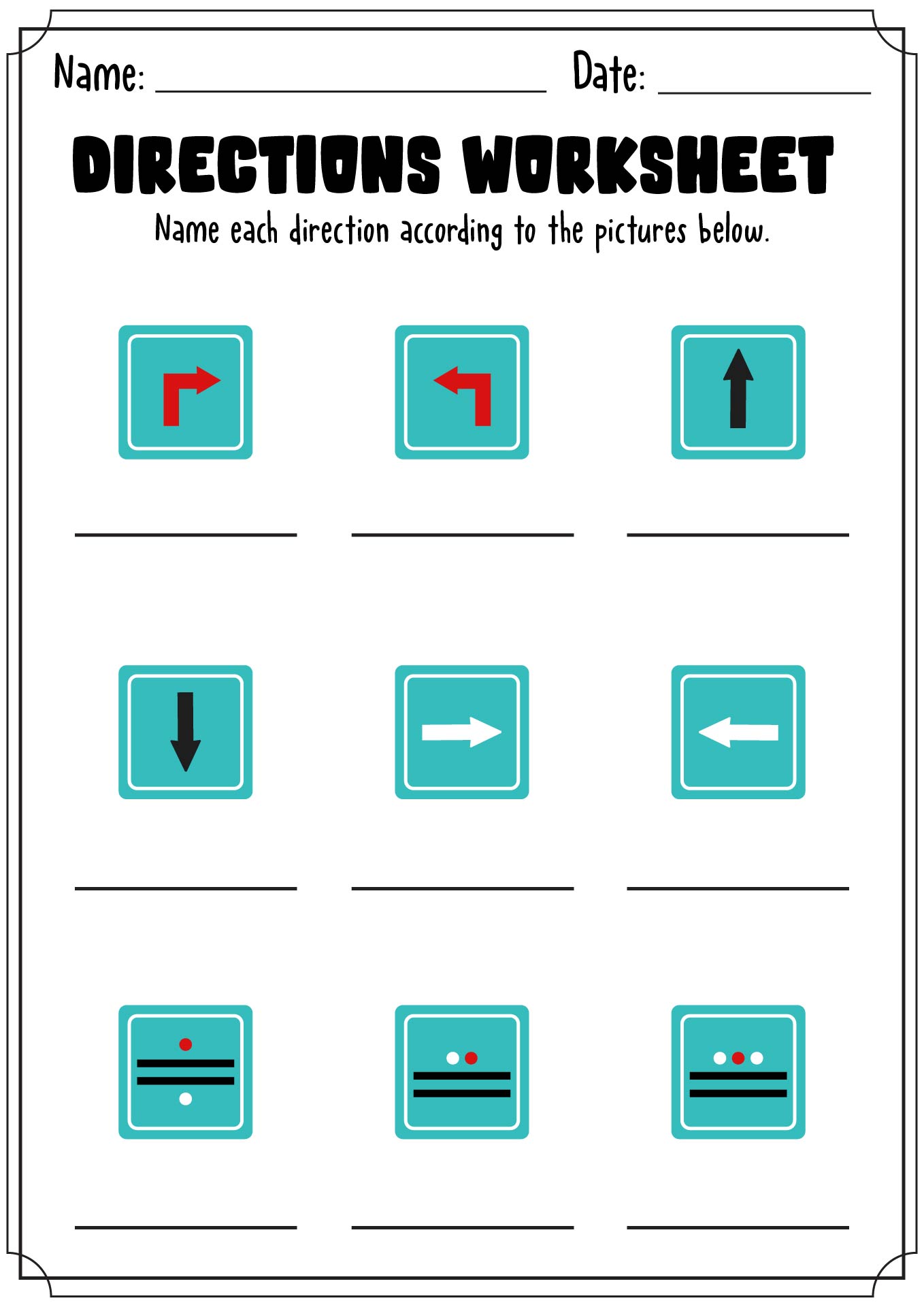 Beginners Worksheet On Directions In English Language