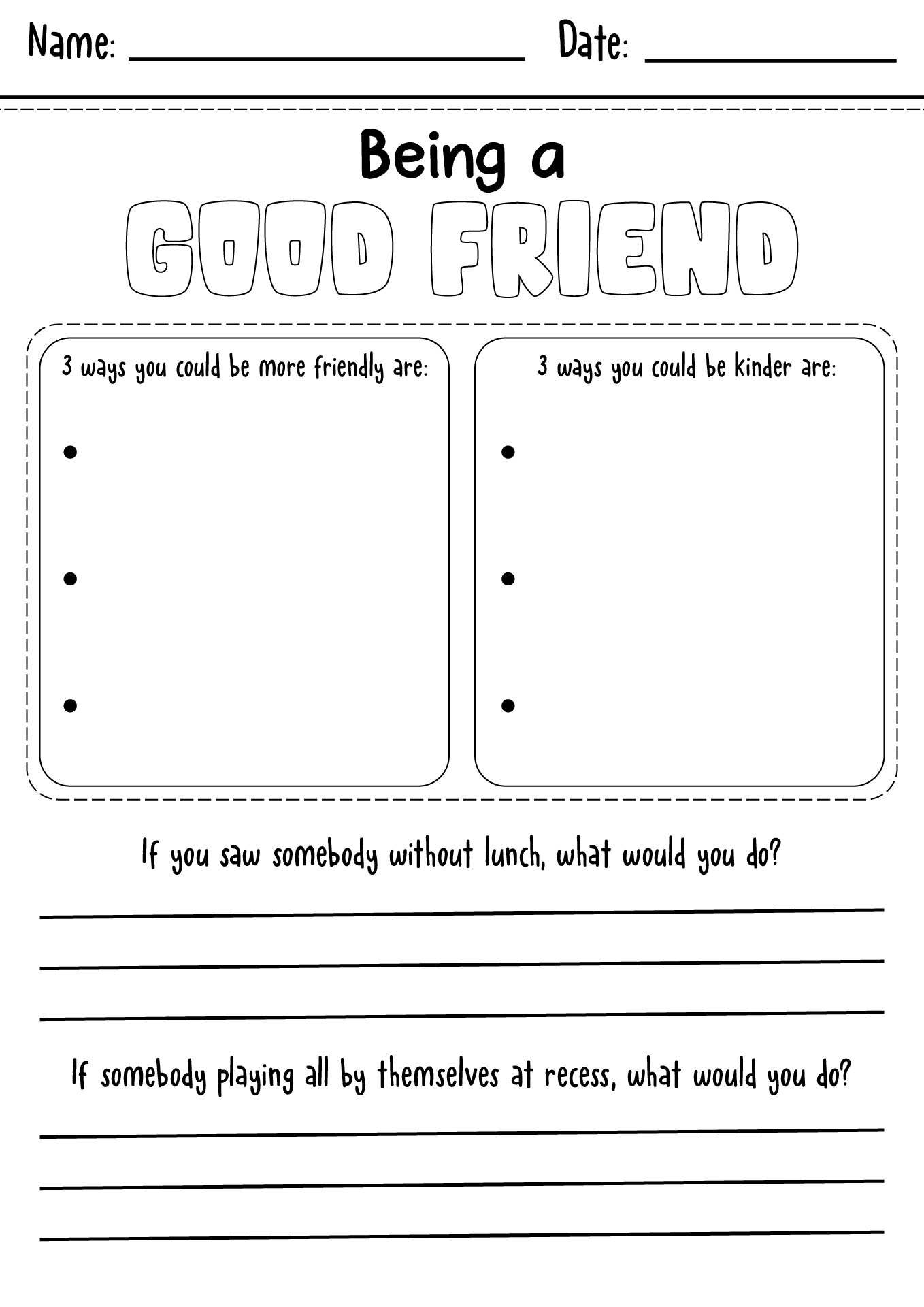 Being a Good Friend Activity Sheet