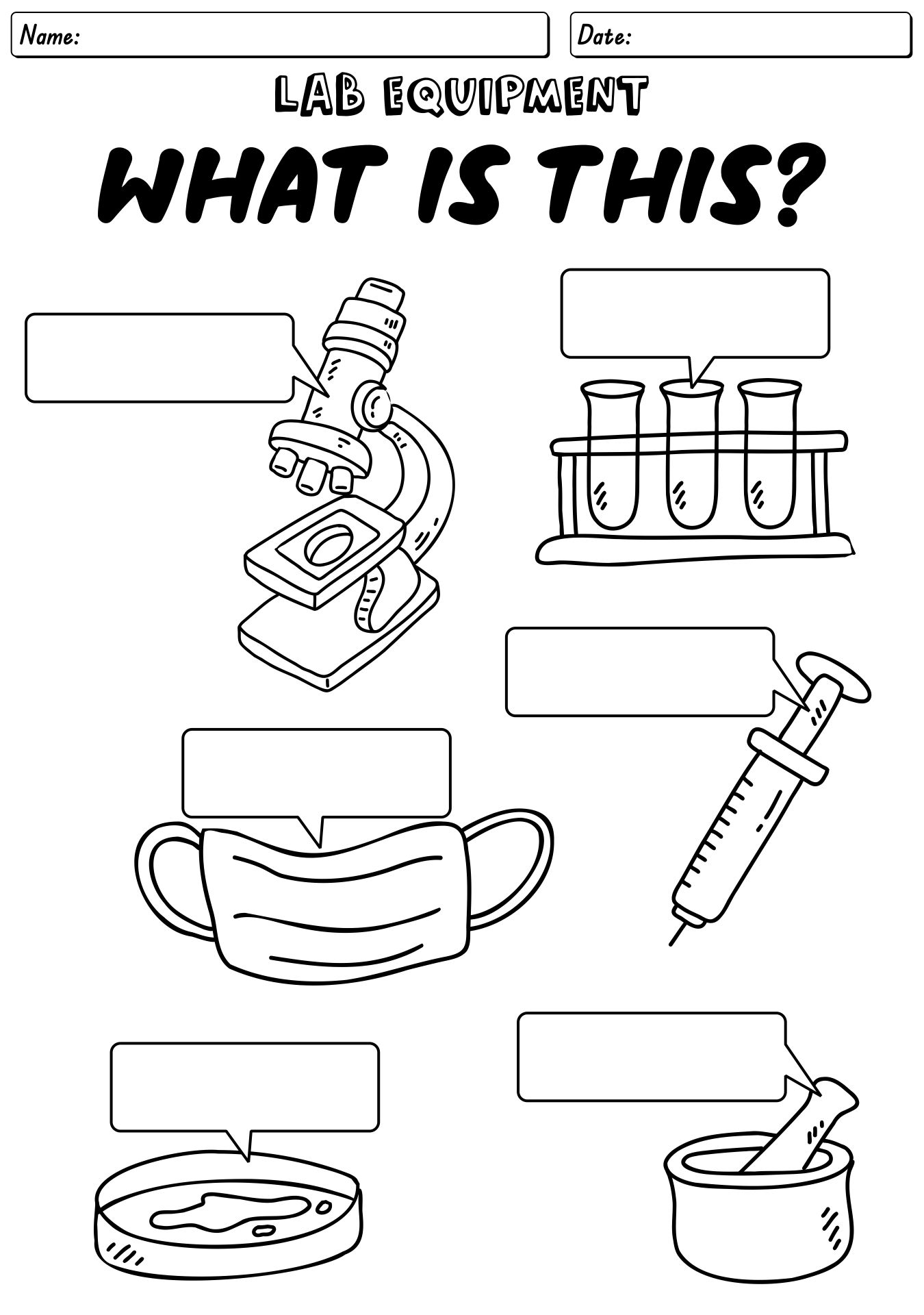 Chemistry Lab Equipment Identification Worksheet