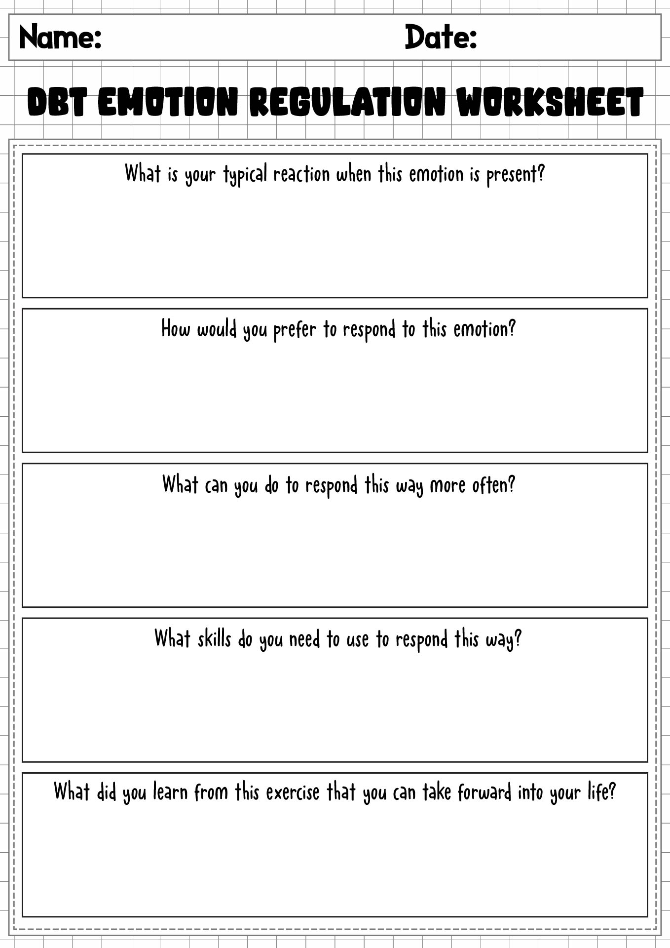 DBT Emotion Regulation Worksheets