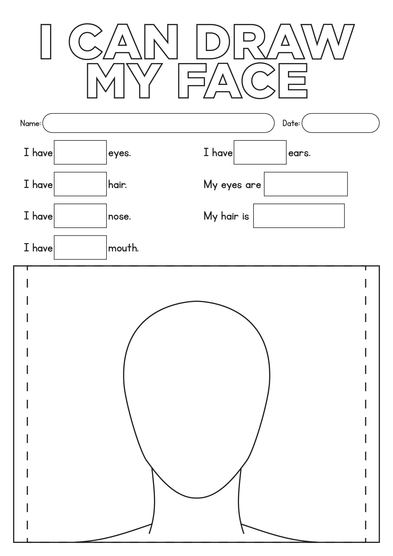 Drawing My Face Worksheet For Children