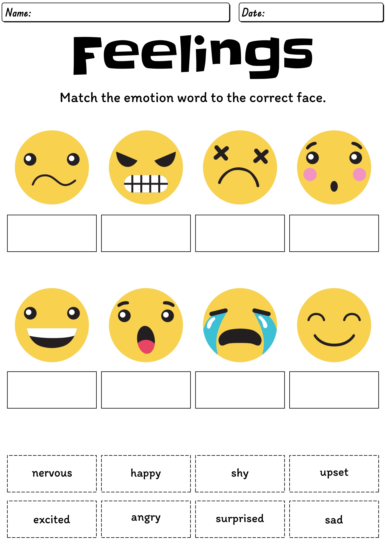 Emotions Faces Chart for Kids