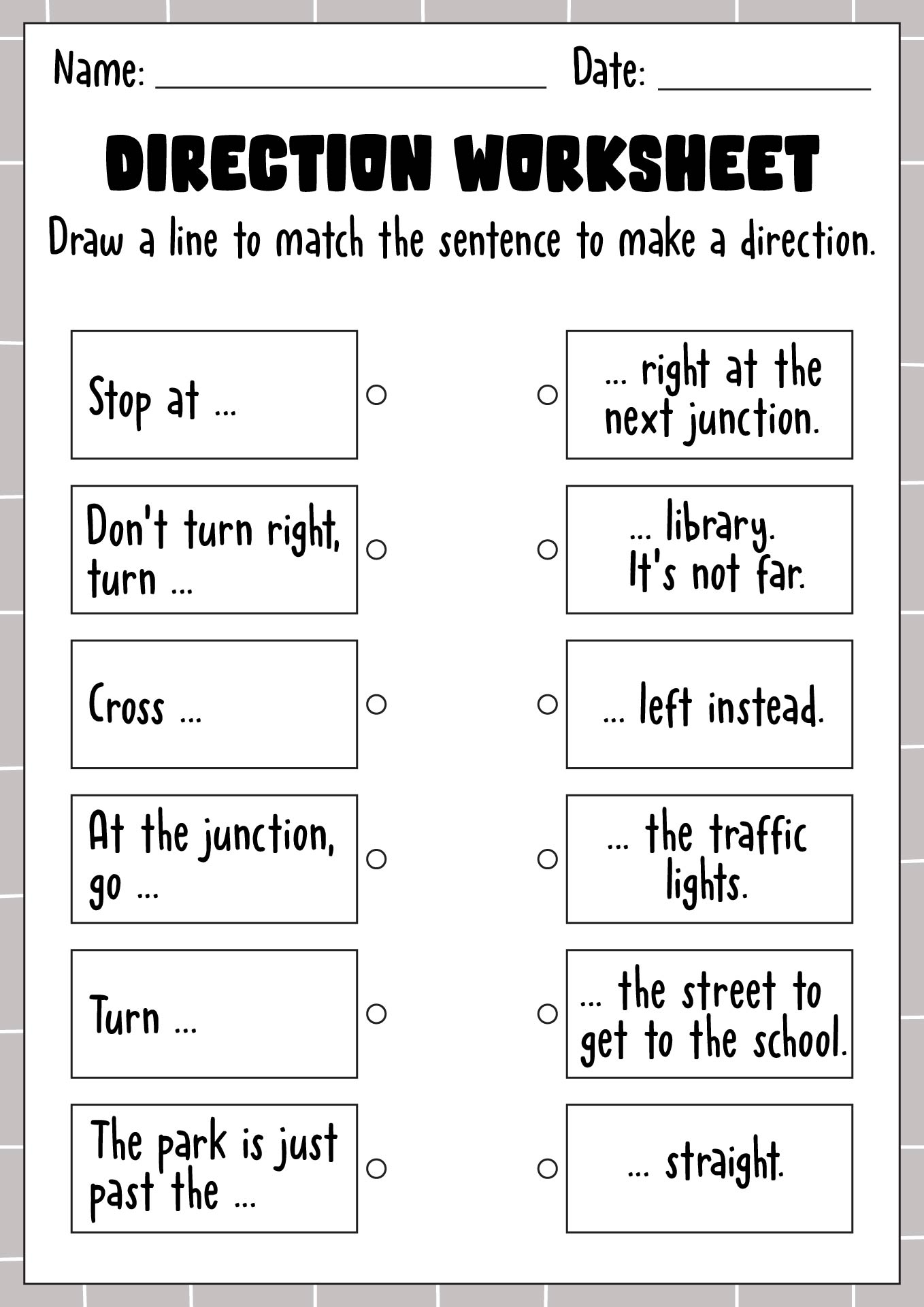 English Directional Language Practice For Primary Learners