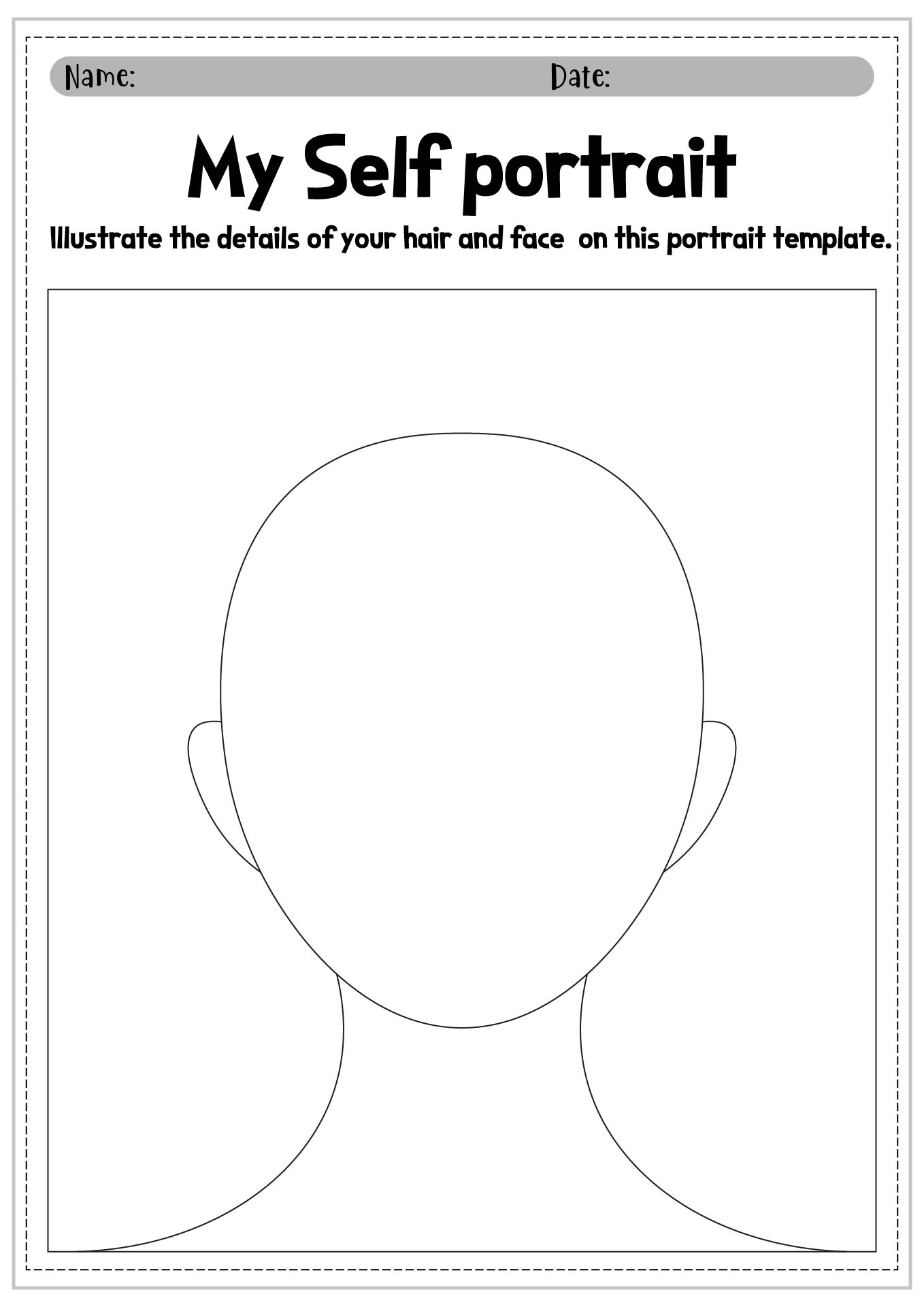 Face Template Worksheet For Kindergarten