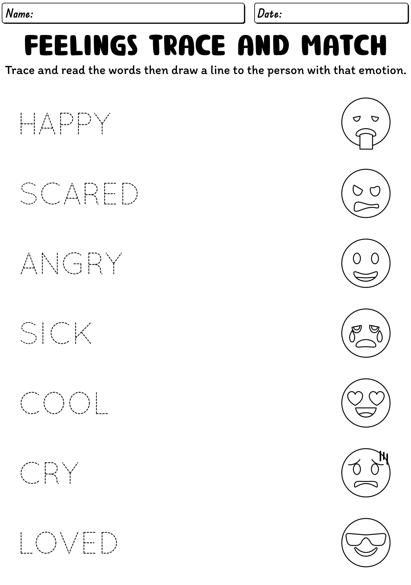 Feelings Faces Printable Activities