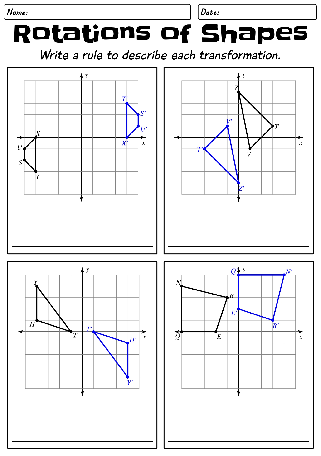 Geometry Rotations Activities for Grade 8