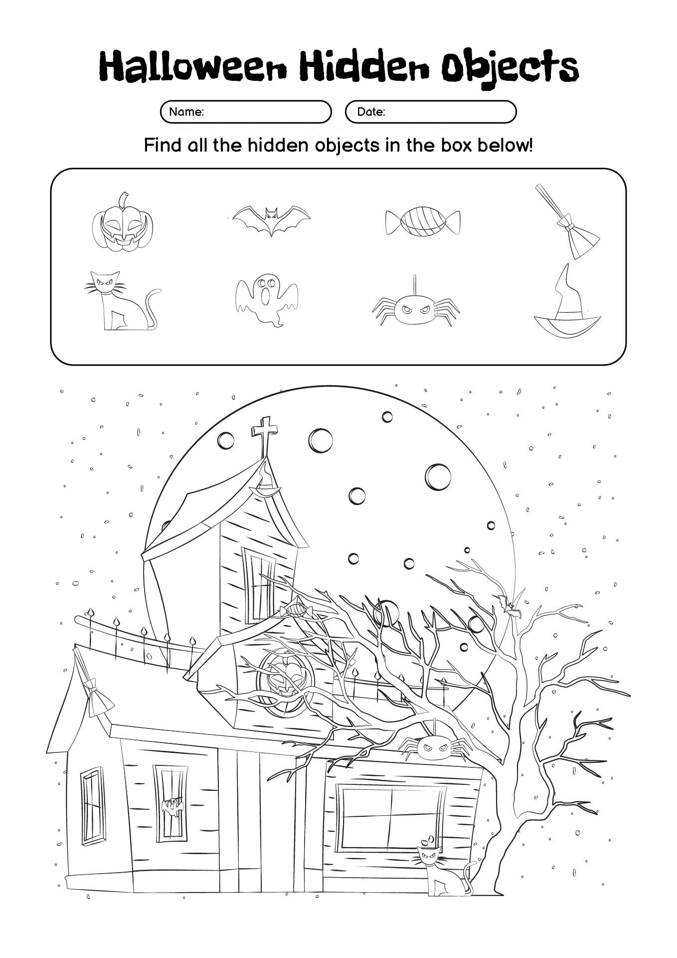 Halloween Night Hidden Objects Printable