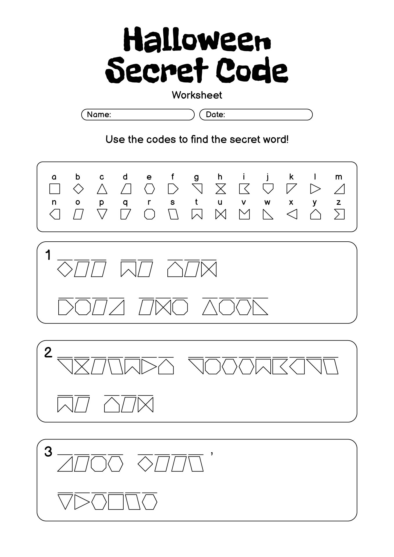 Halloween Secret Code Puzzles for Beginners