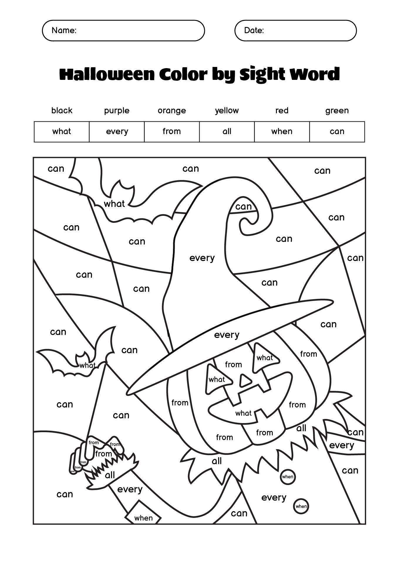 Halloween Sight Word Activities for First Grade