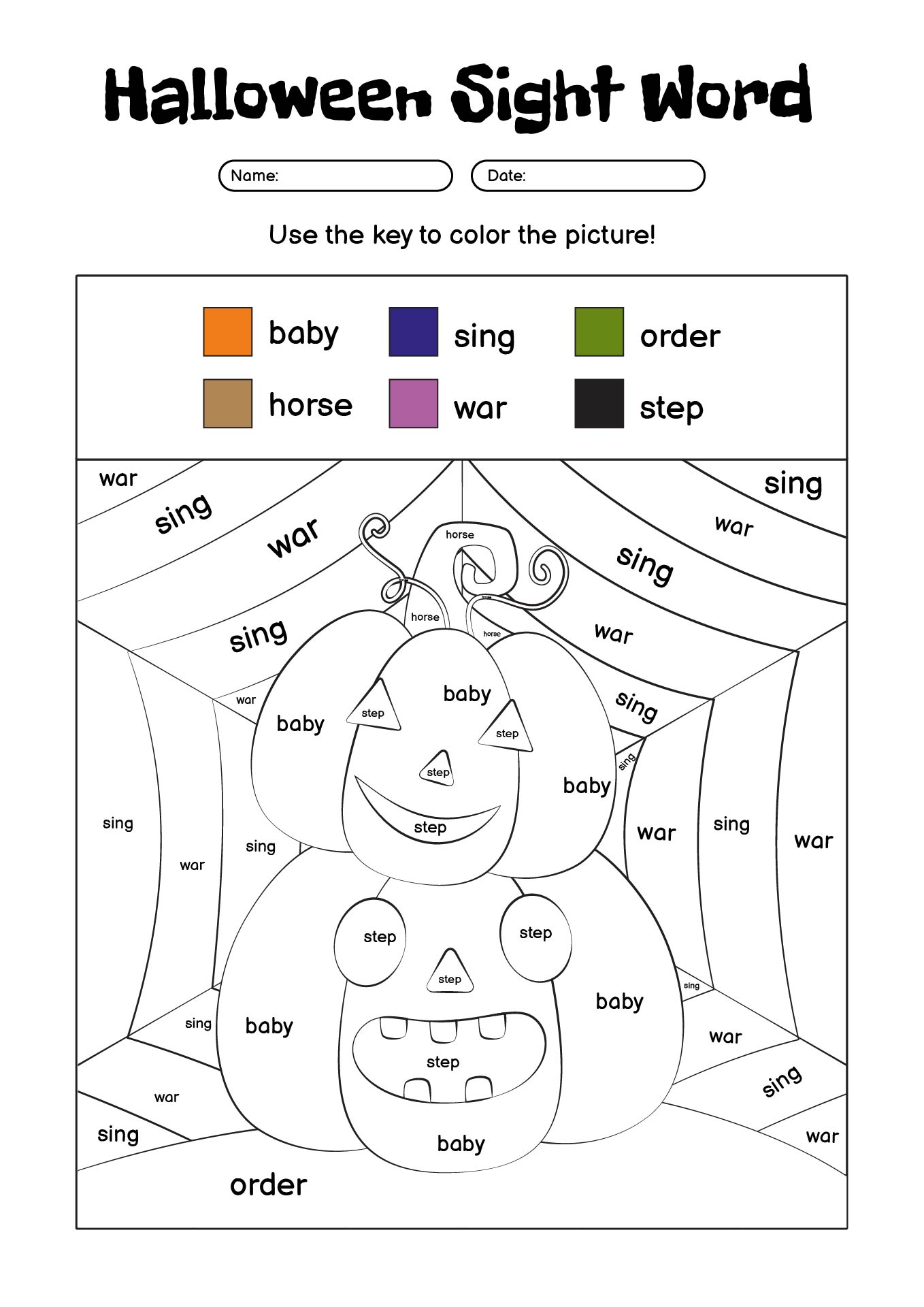 Halloween Sight Word Activities for Kindergarten