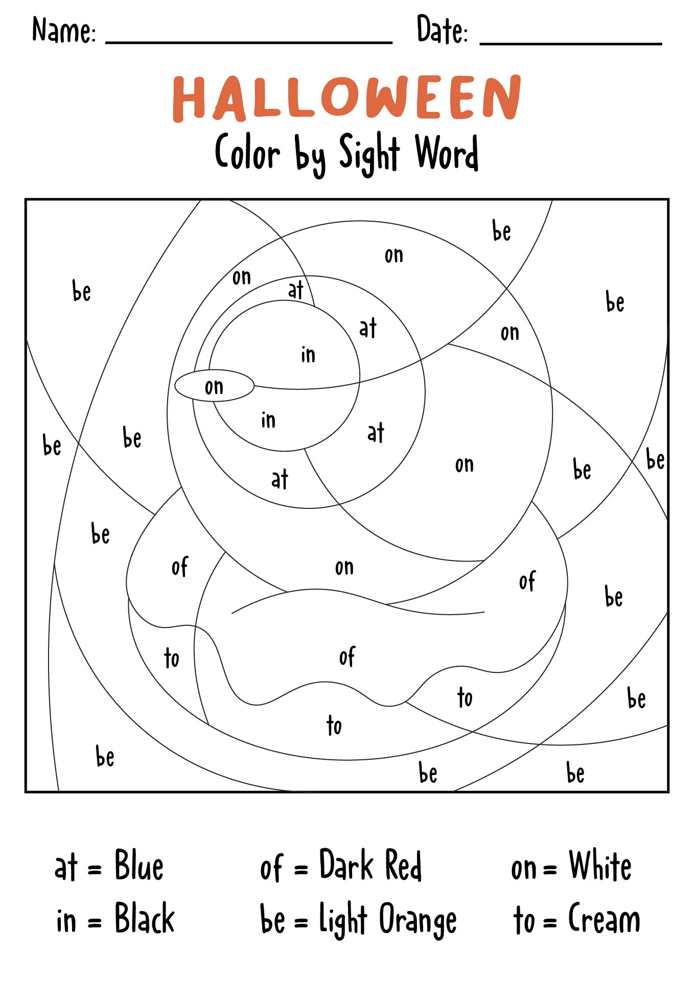 Halloween Sight Word Activities for Kindergarten